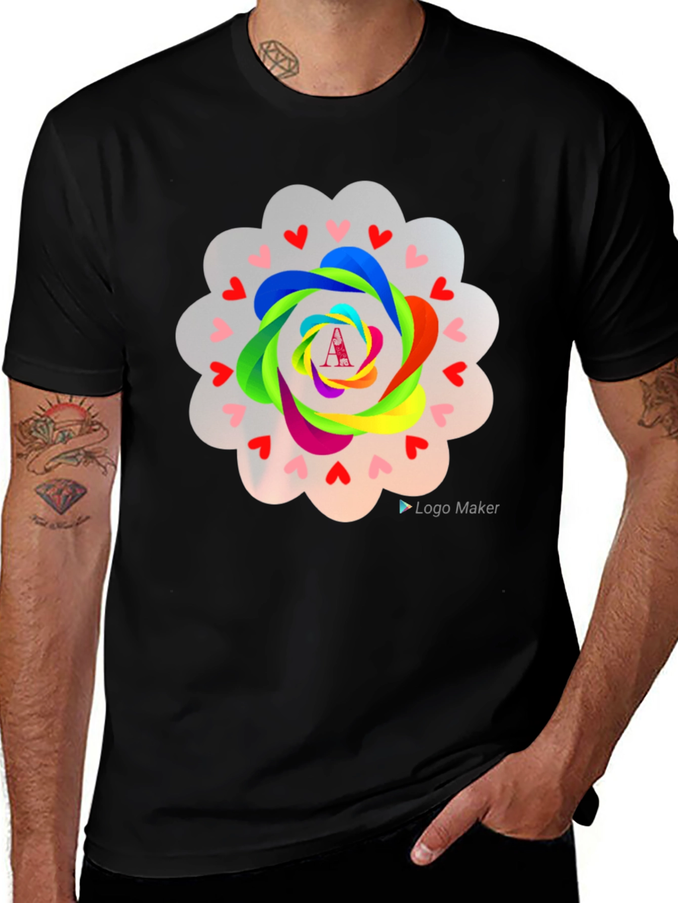 Variant 25 of Colorful Floral Heart T-Shirt