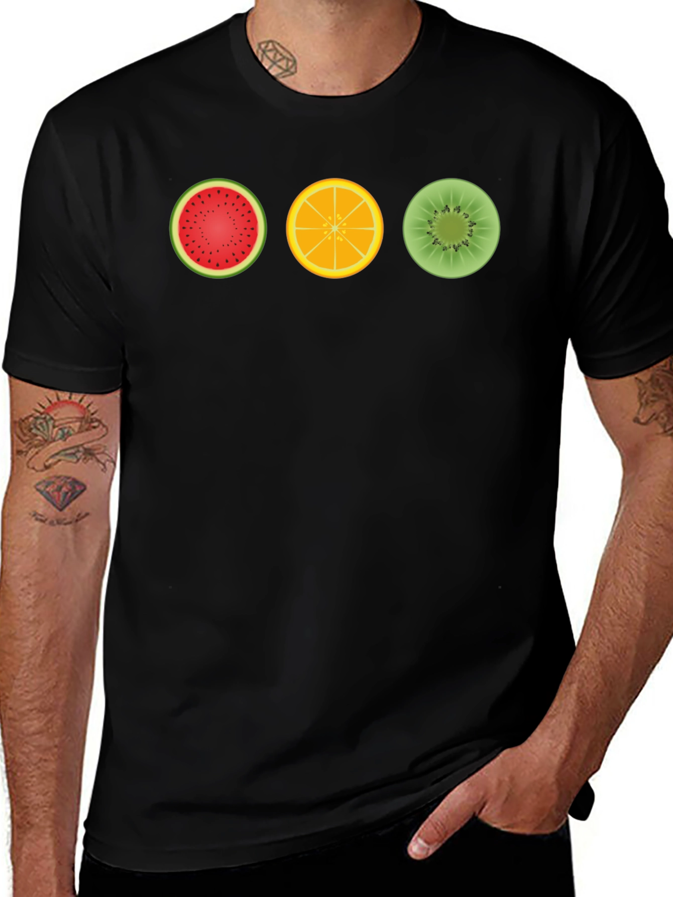 Fruit Circle Graphic T-Shirt - Fun Summer Style
