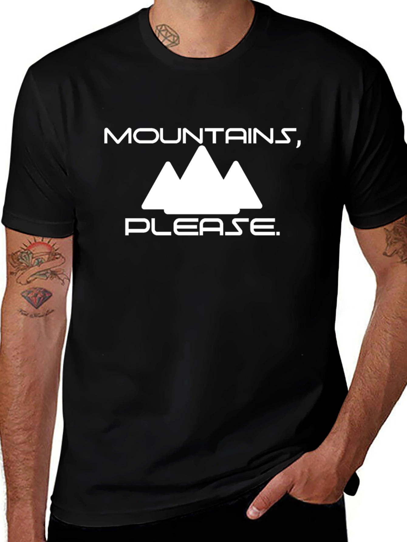 Variant 22 of Mountains Please Black Graphic Tee