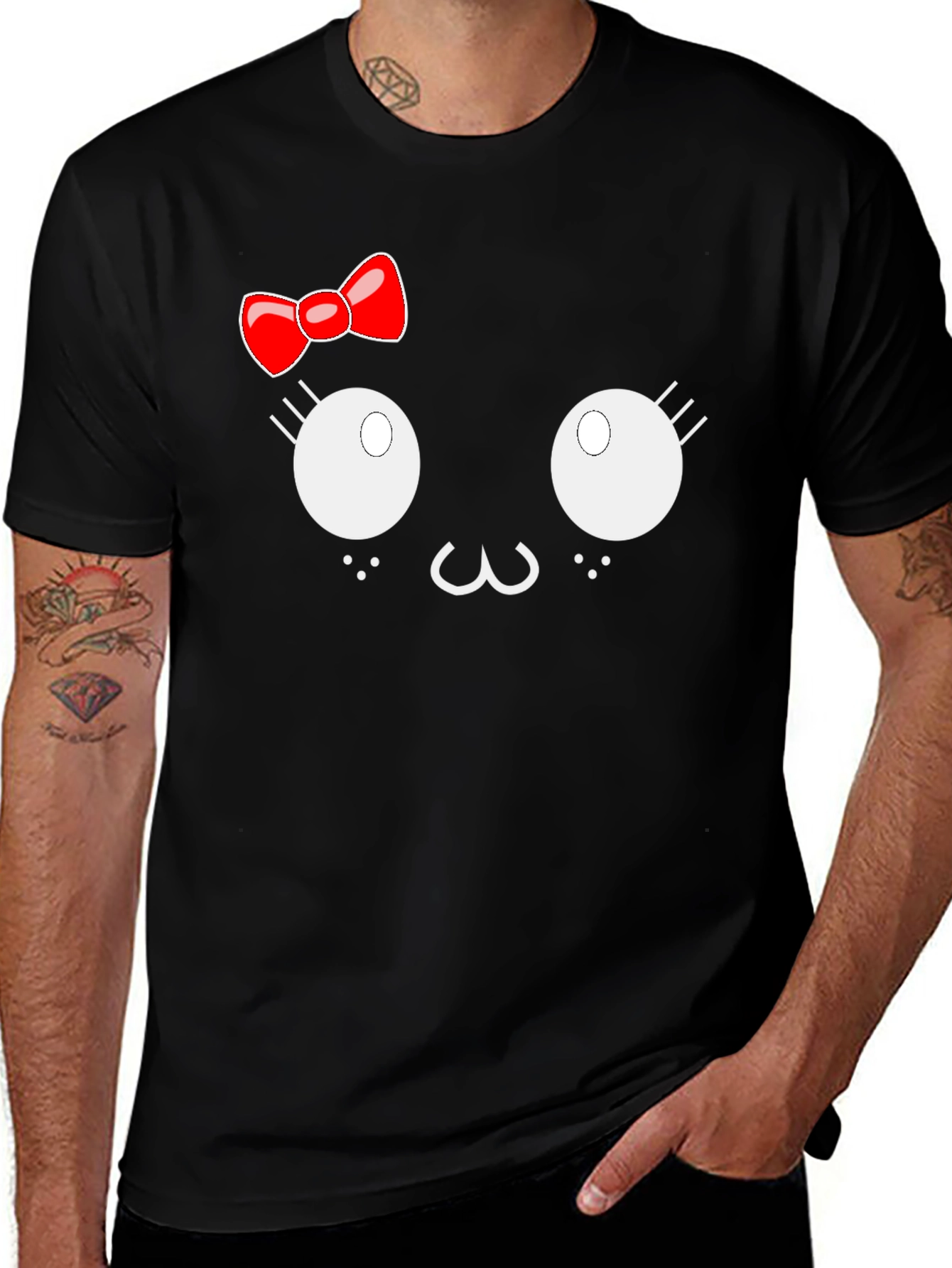 Variant 4 of Kawaii Face Black T-Shirt