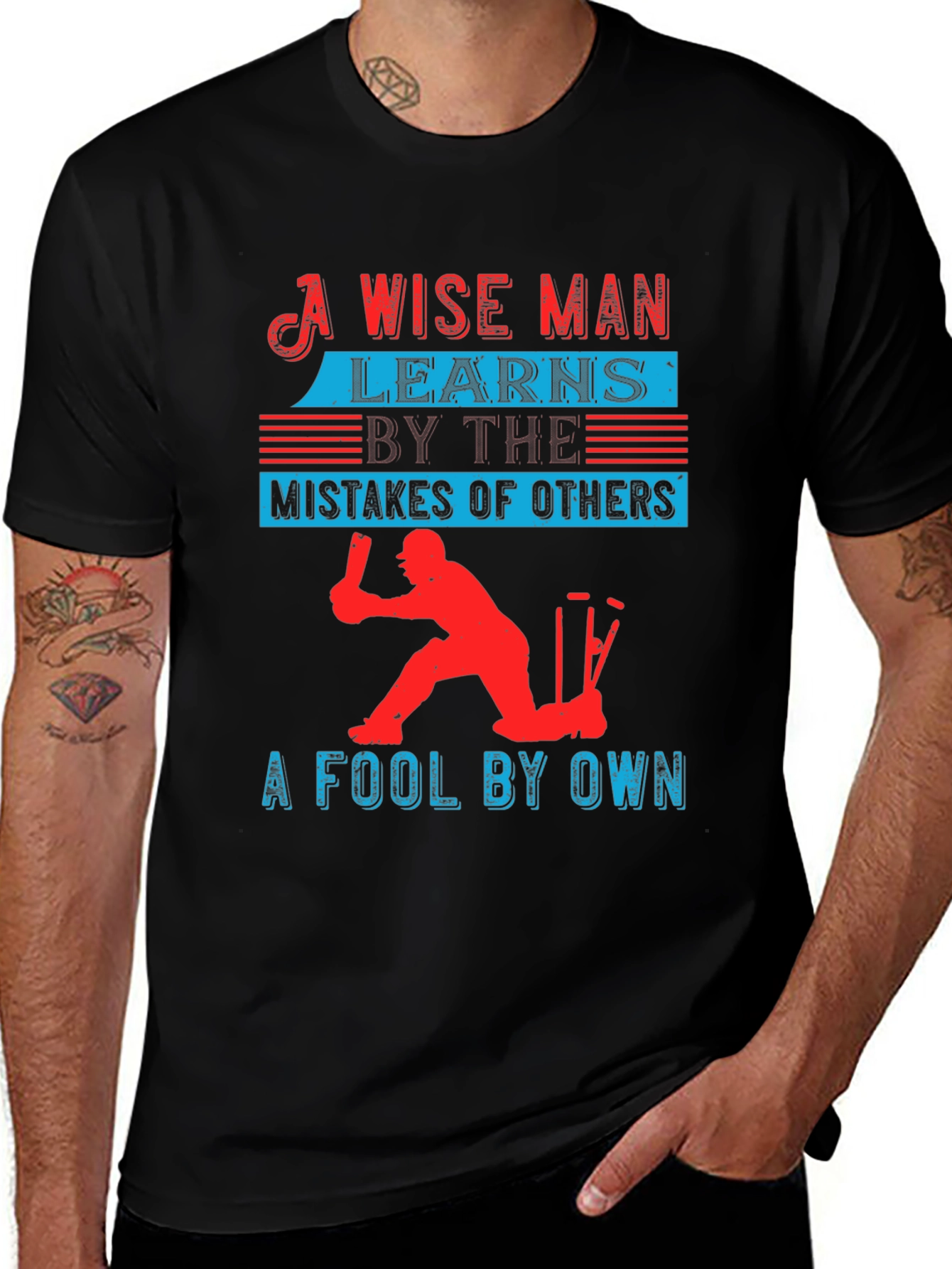 Wise Man Learns Cricket T-Shirt