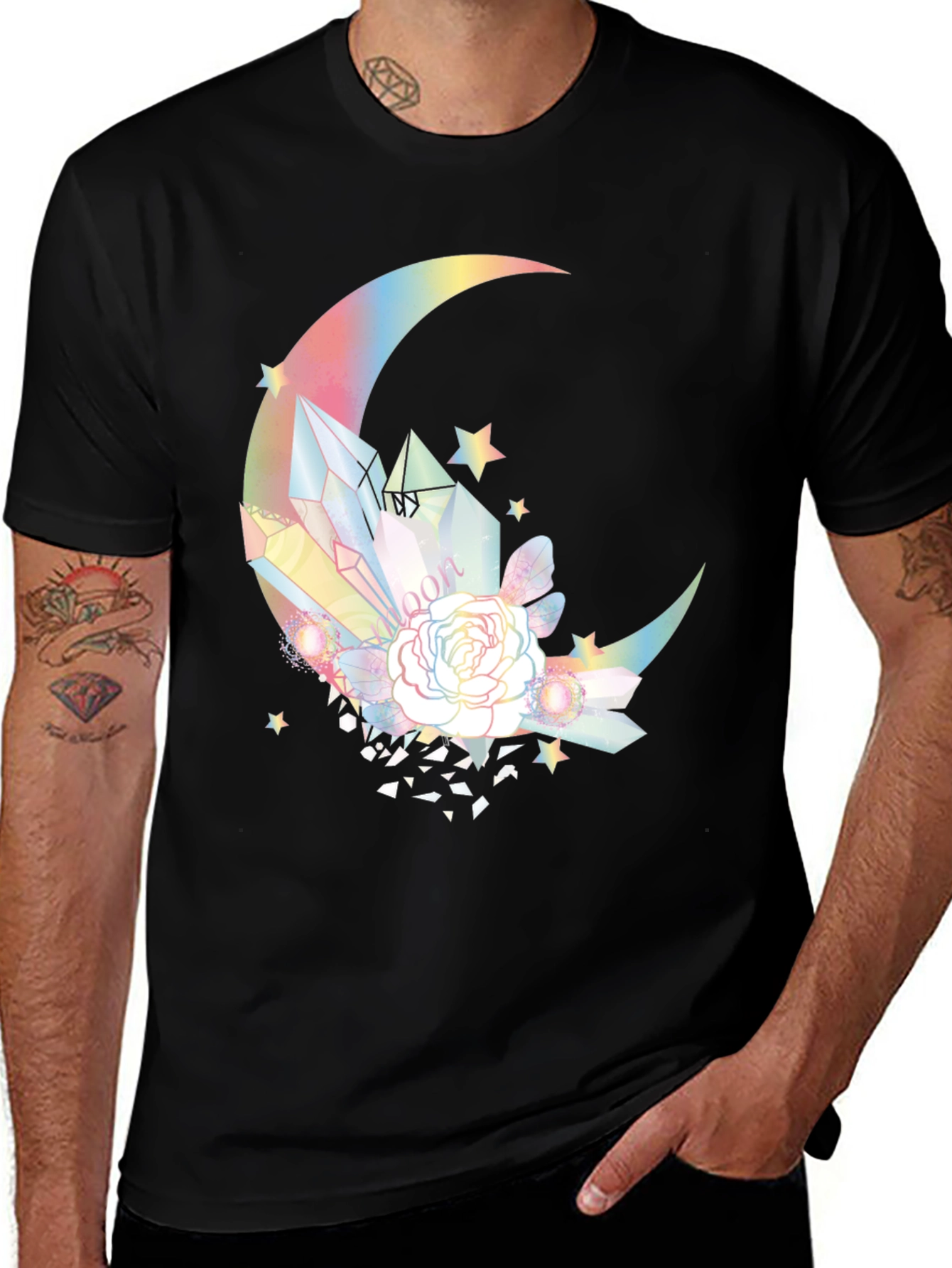 Variant 3 of Crystals Moon Graphic T-Shirt - Black
