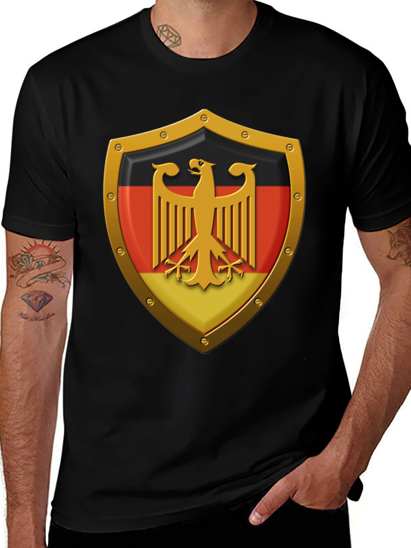 German Eagle Shield Graphic T-Shirt - Black