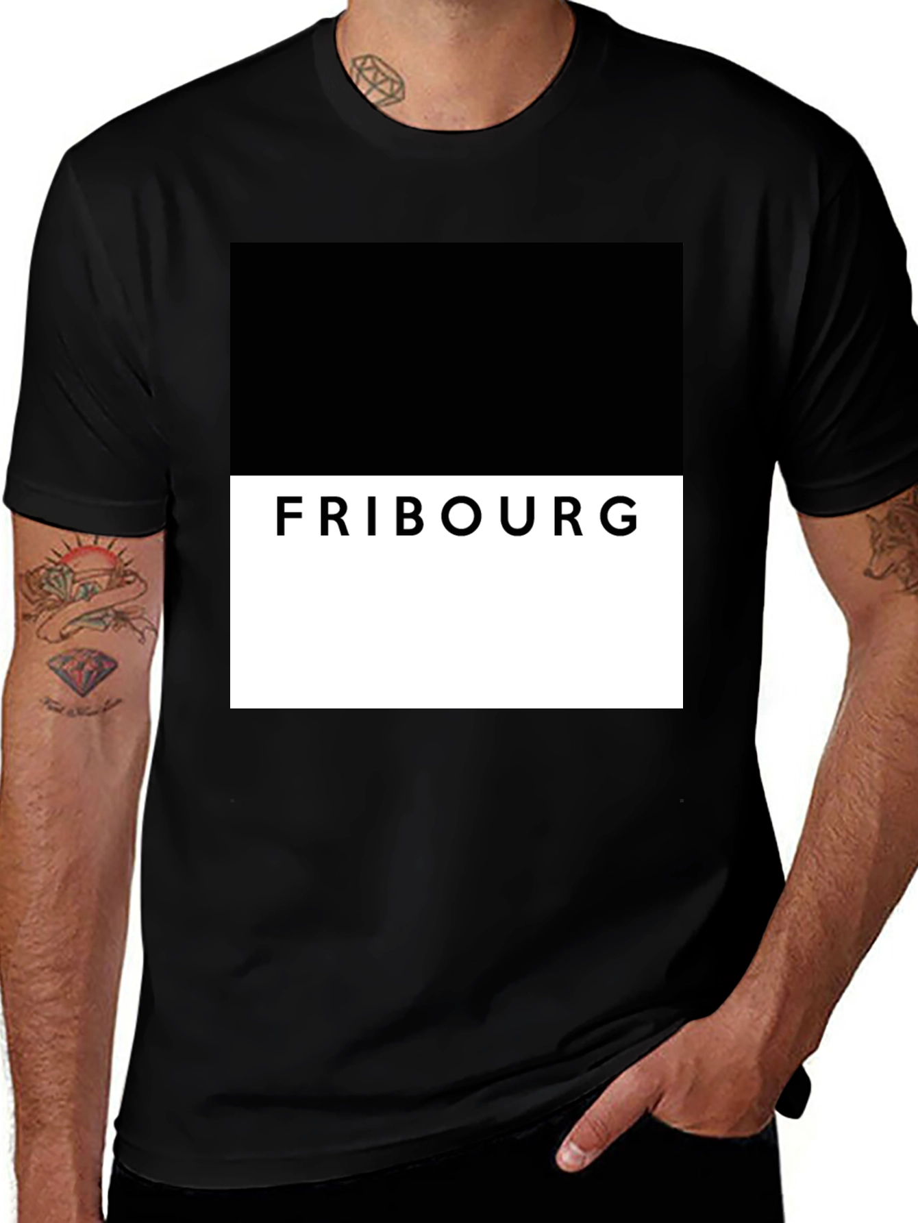 Variant 21 of Fribourg Graphic Tee - Modern Block Design