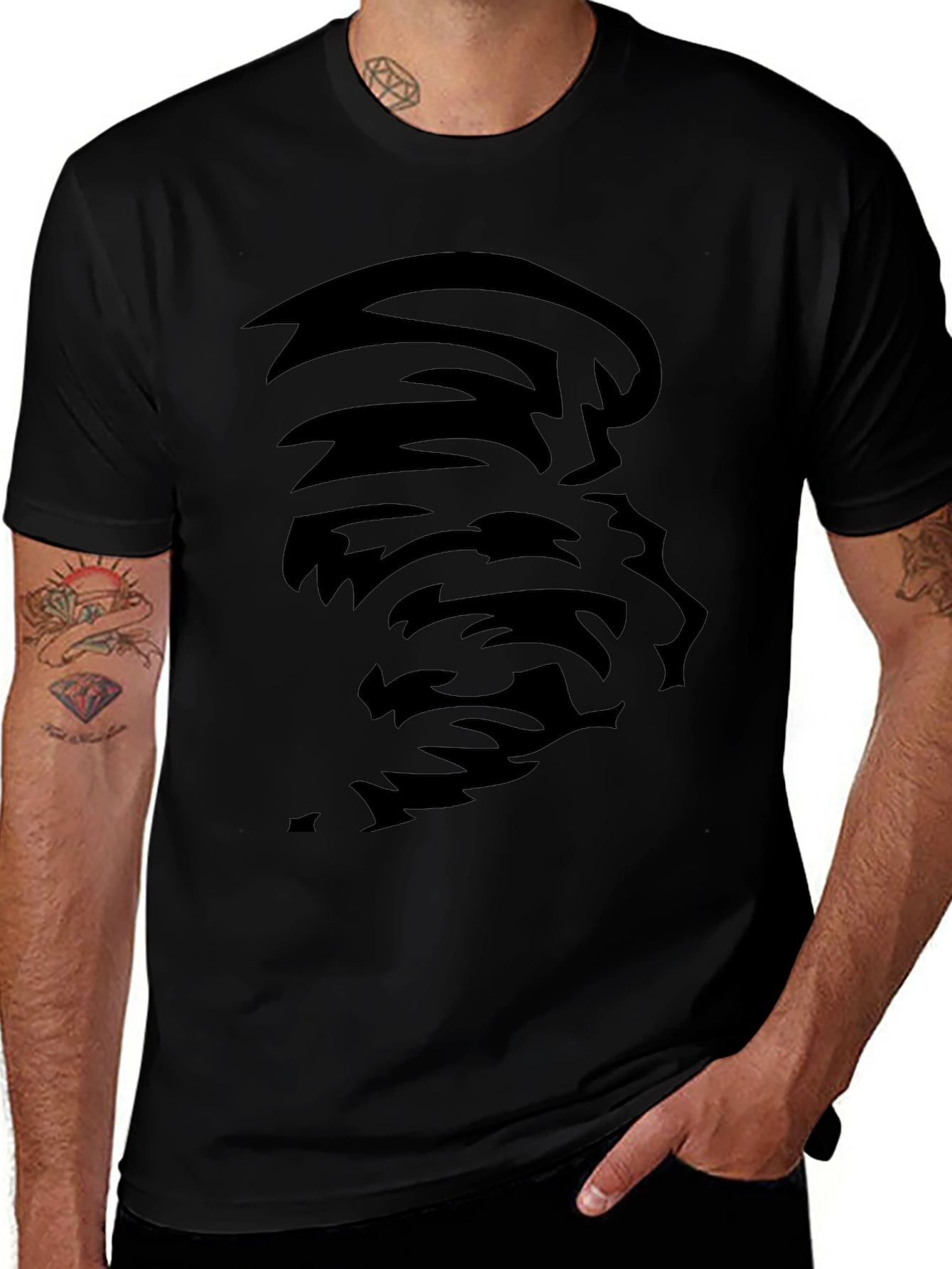 Variant 26 of Abstract Tornado Graphic Black T-Shirt