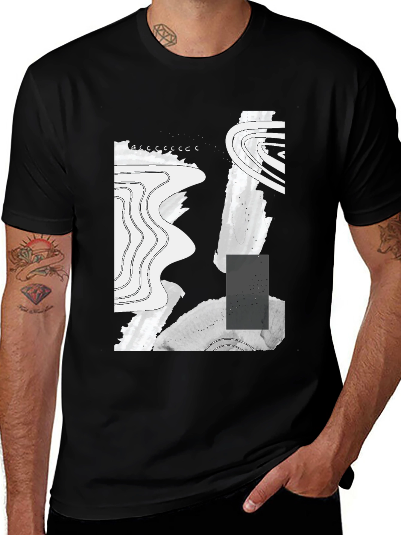Abstract Graphic Print Black T-Shirt