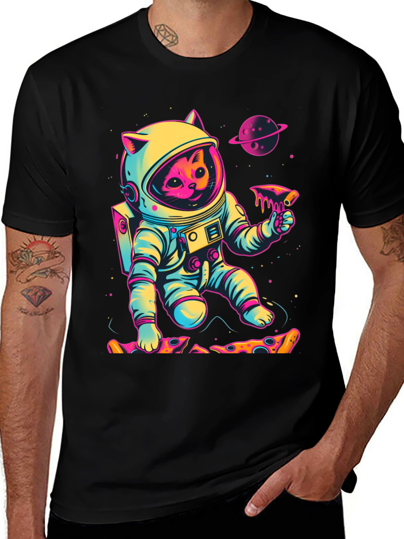 Variant 30 of Cosmic Cat Pizza T-Shirt - Space Explorer