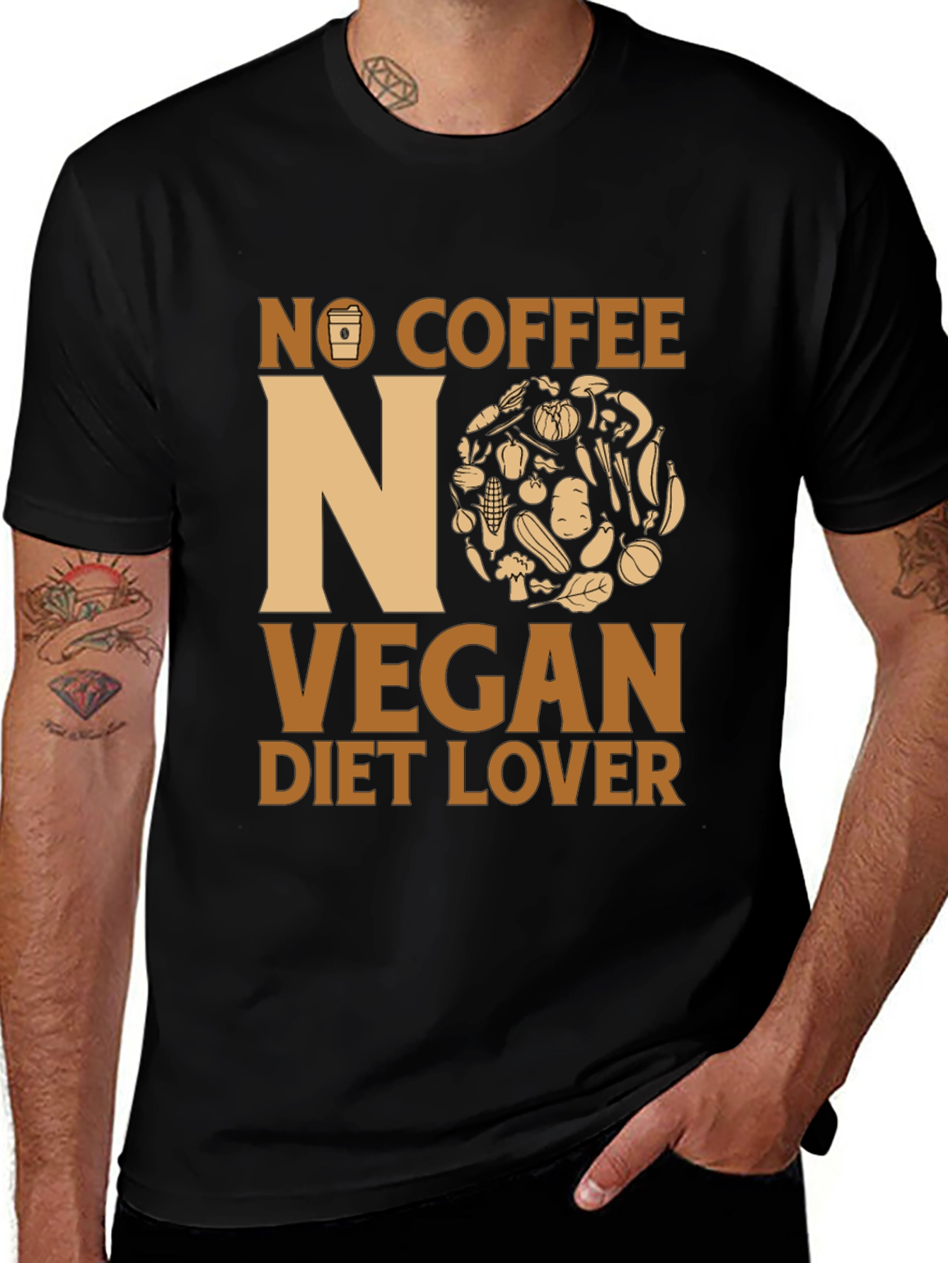No Coffee No Vegan Diet Lover Graphic T-Shirt