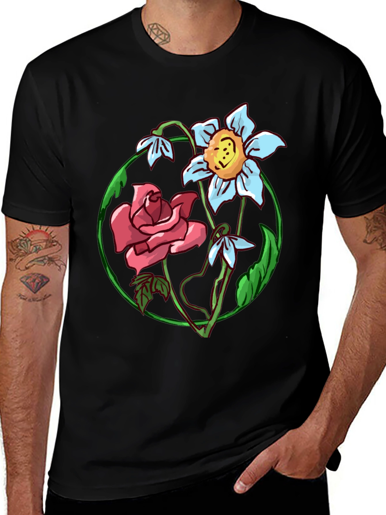 Variant 26 of Floral Graphic Tee - Artistic Flower Design T-Shirt