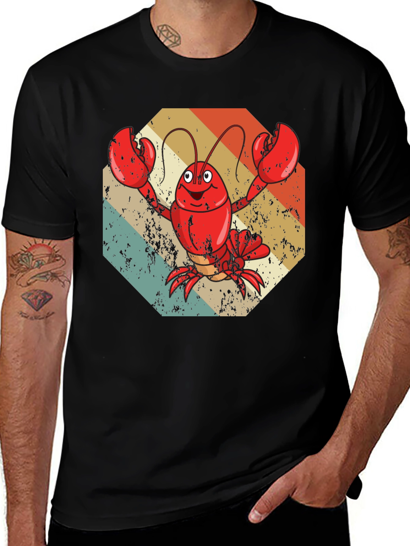 Variant 7 of Retro Lobster Graphic Tee - Quirky Cartoon Design