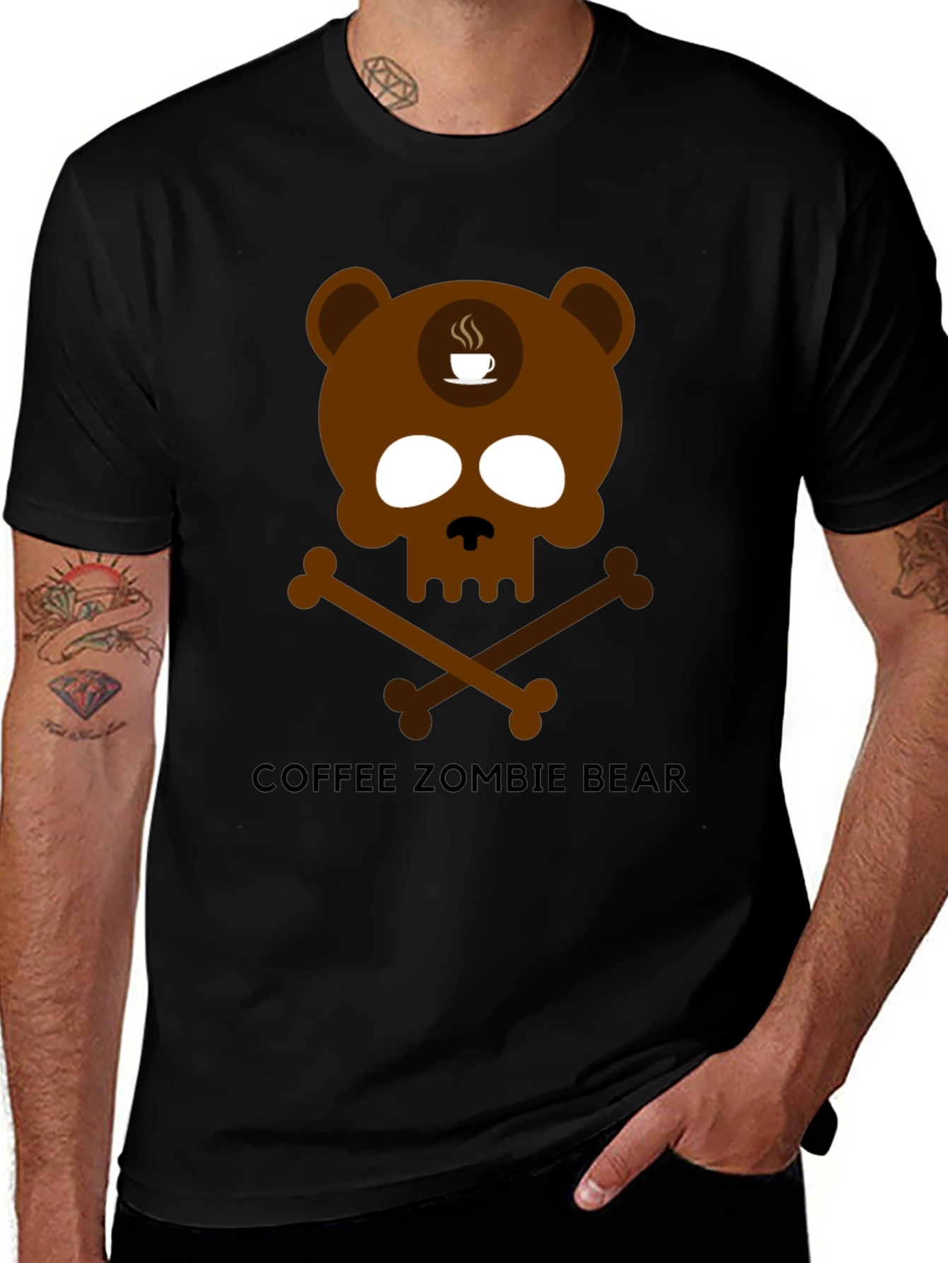 Variant 11 of Coffee Zombie Bear Graphic Tee