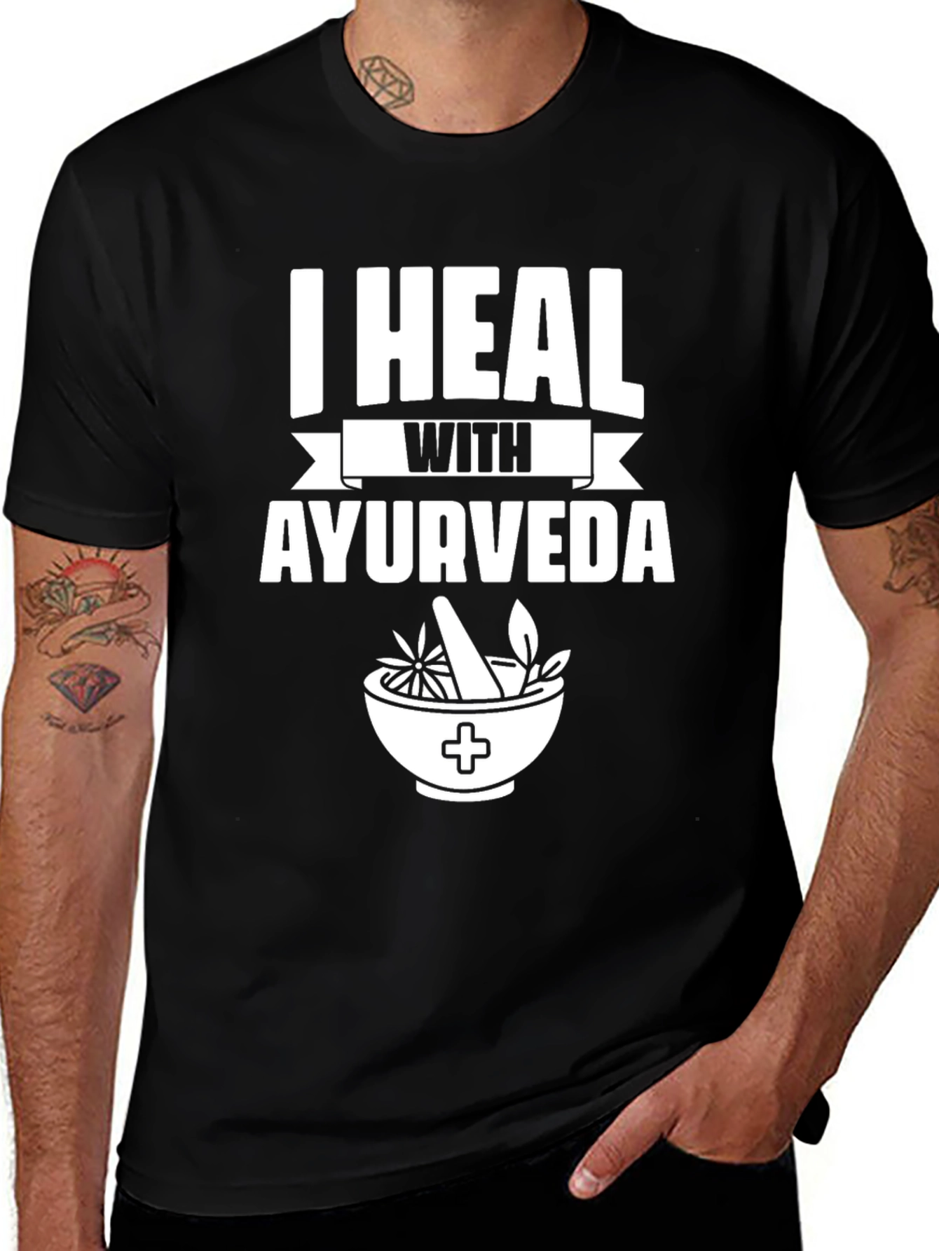 I Heal With Ayurveda Black T-Shirt