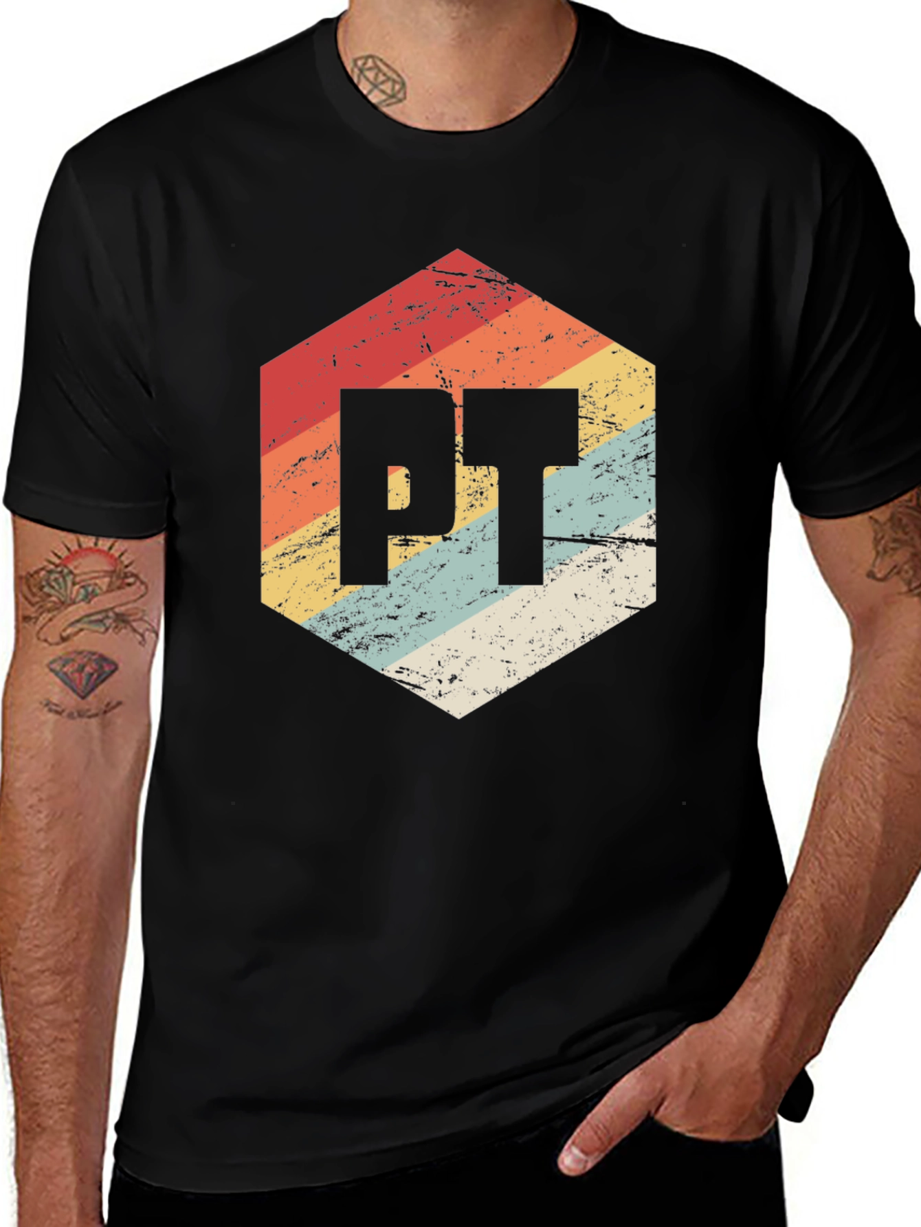 Retro PT Hexagon Black T-Shirt