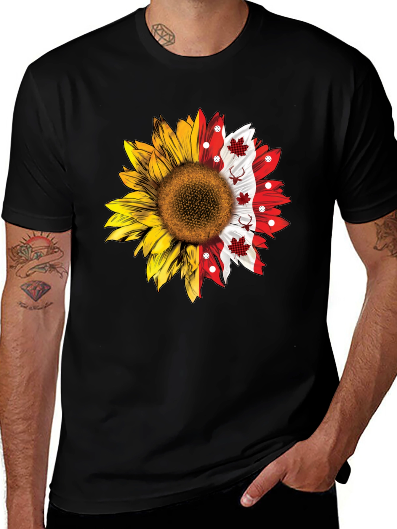 Sunflower Canadian Flag T-Shirt