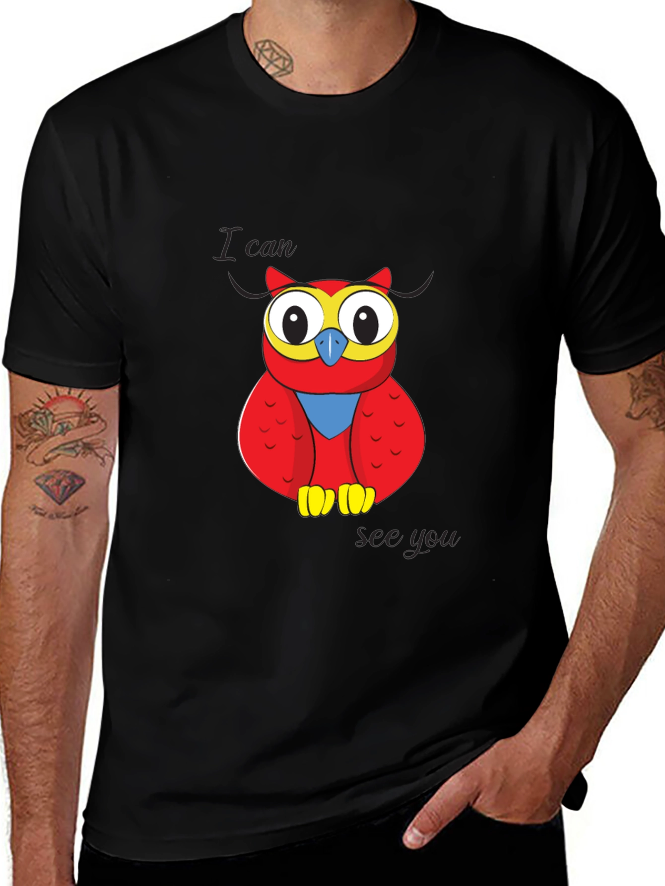 Variant 10 of Owl Graphic T-Shirt - I Can See You Design