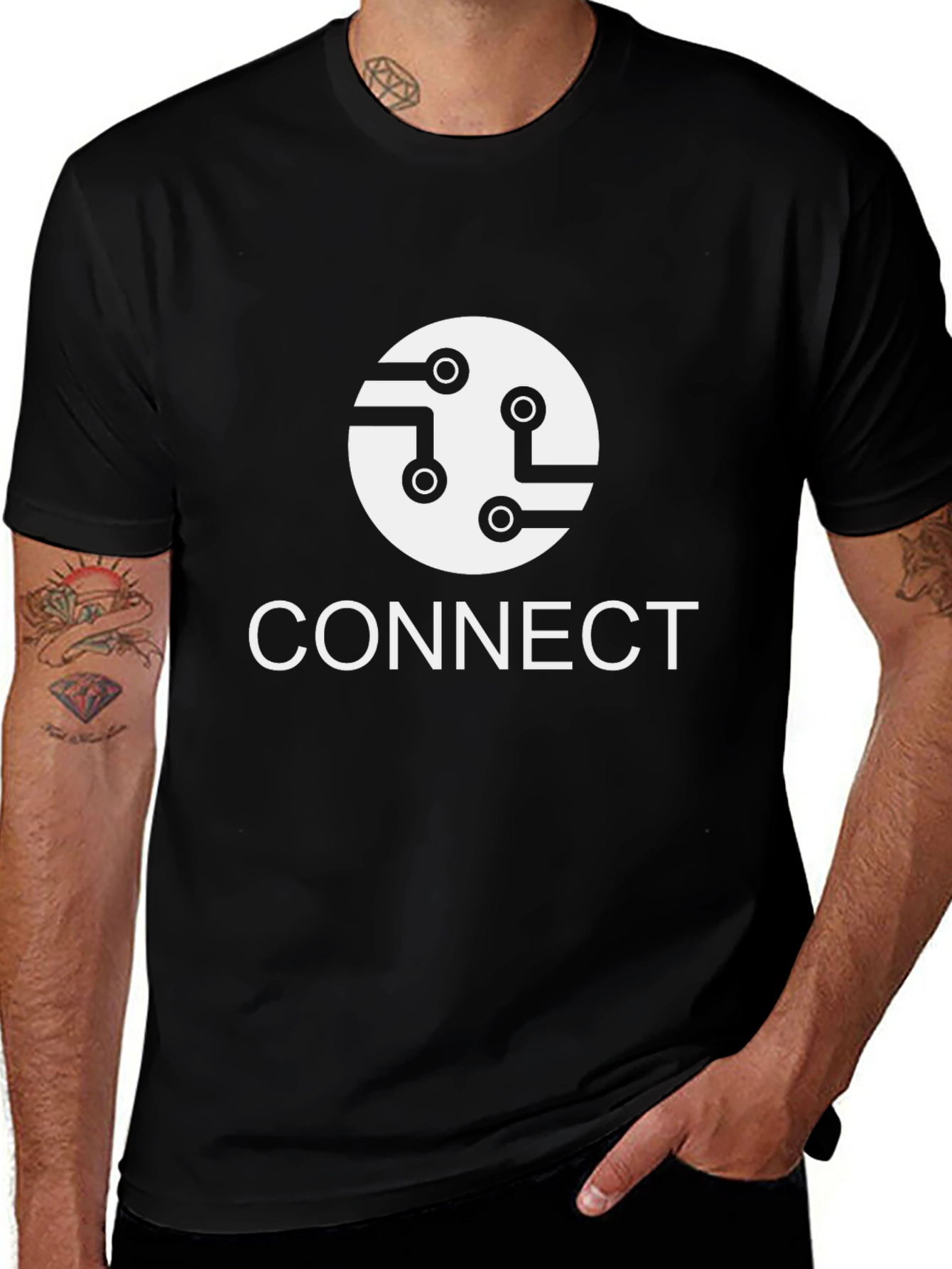 Connect Circuit Board Graphic Black T-Shirt