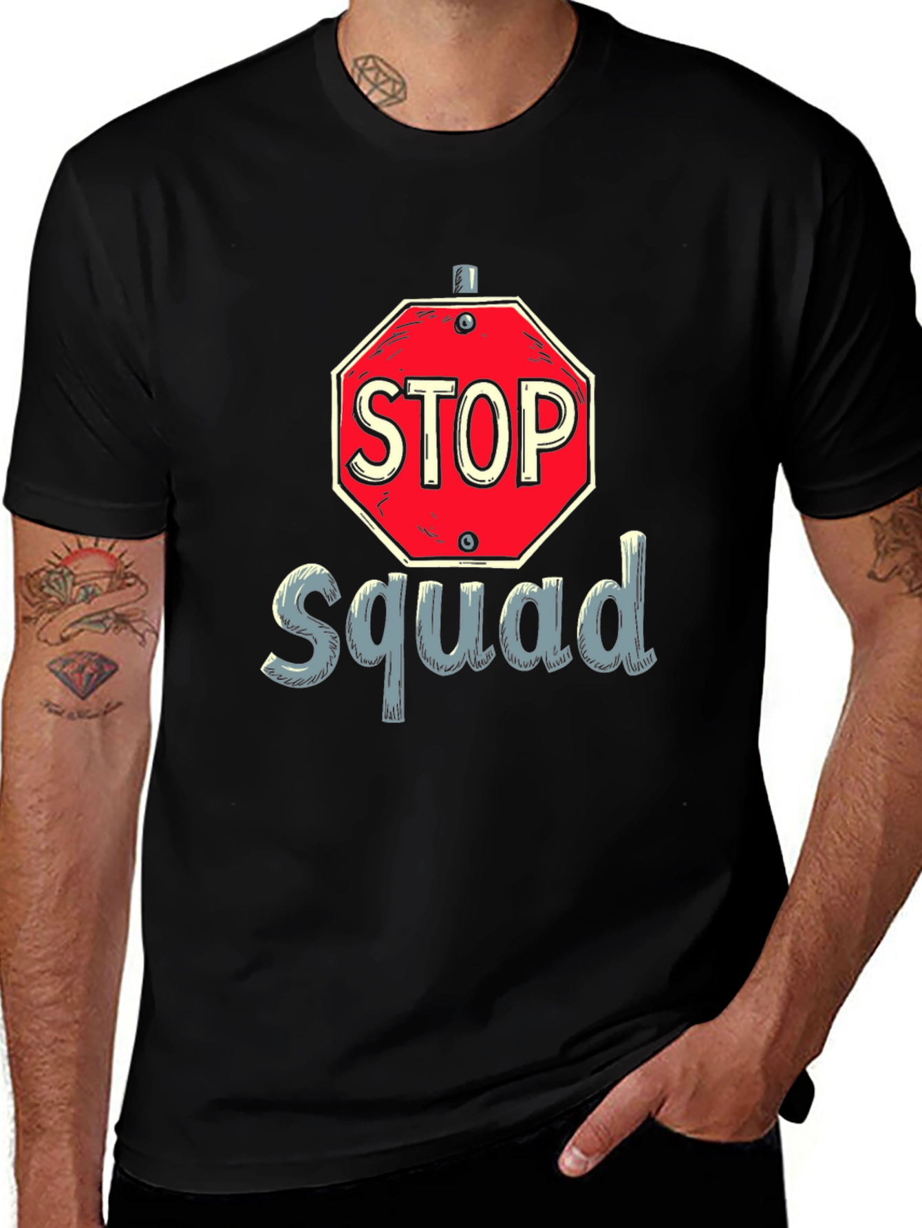 Variant 12 of Stop Squad Graphic Tee - Men's Black T-Shirt