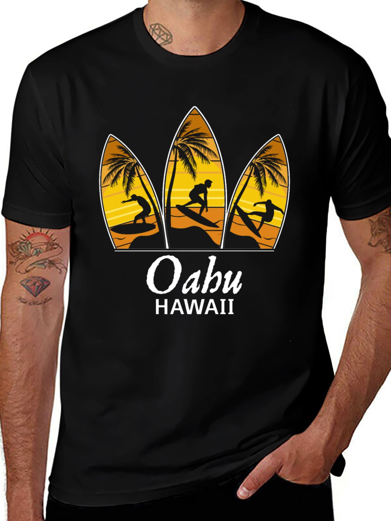 Variant 20 of Oahu Hawaii Surfboard T-Shirt