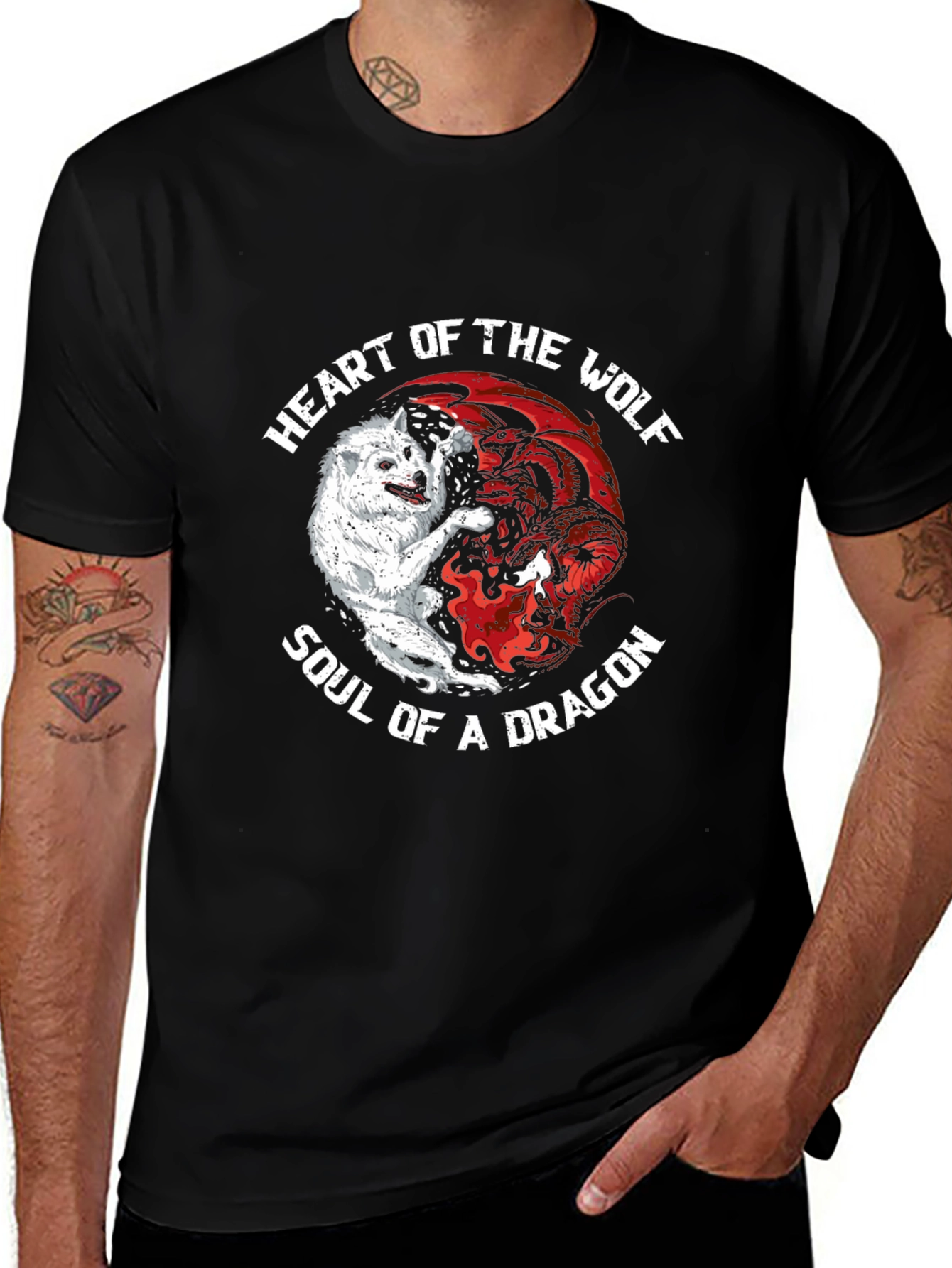 Variant 21 of Heart of the Wolf Soul of a Dragon T-Shirt
