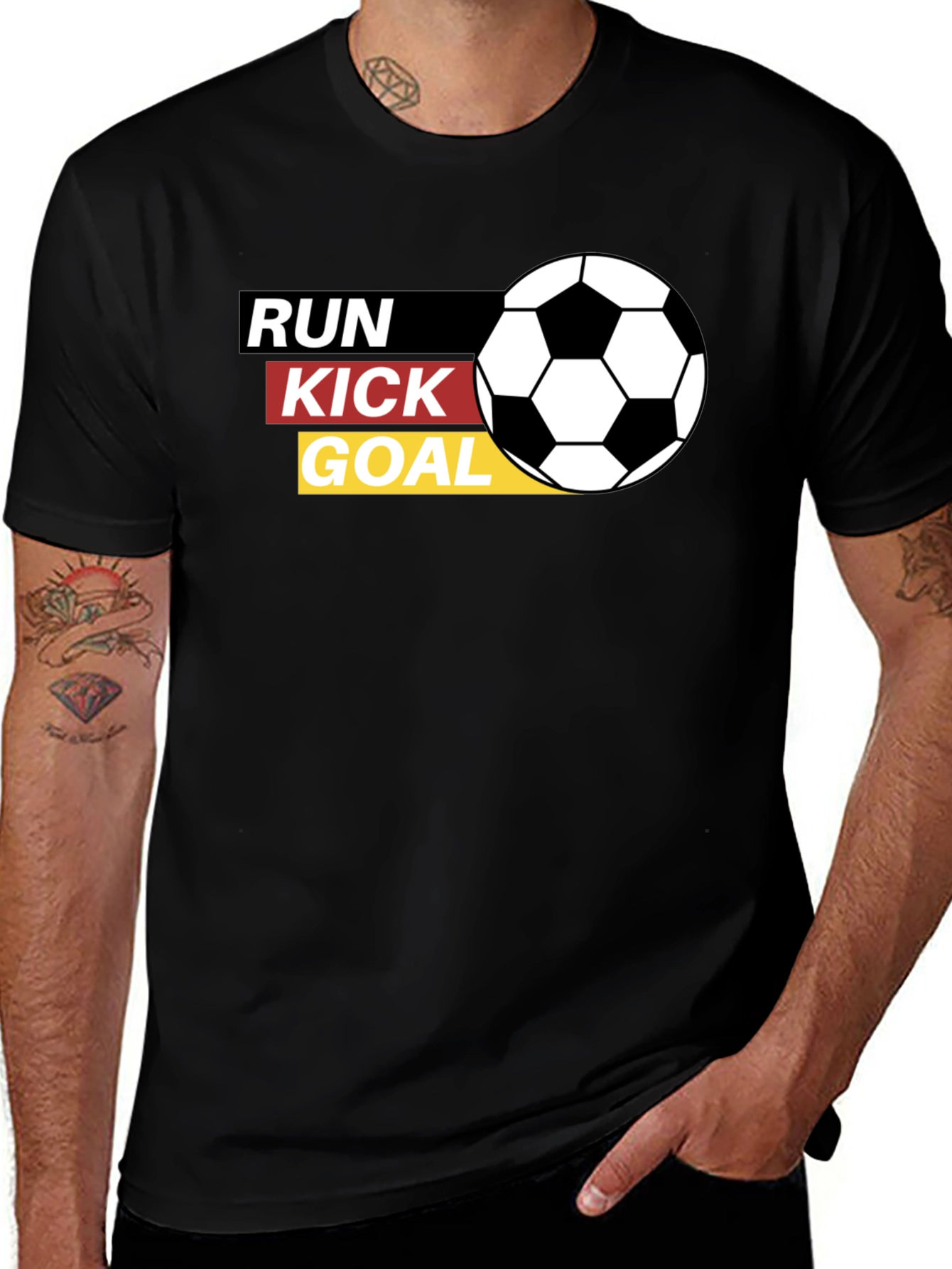 Run Kick Goal Soccer T-Shirt - Black