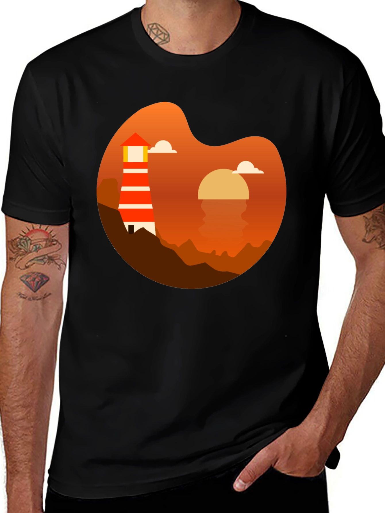 Variant 12 of Coastal Lighthouse Sunset Graphic Tee