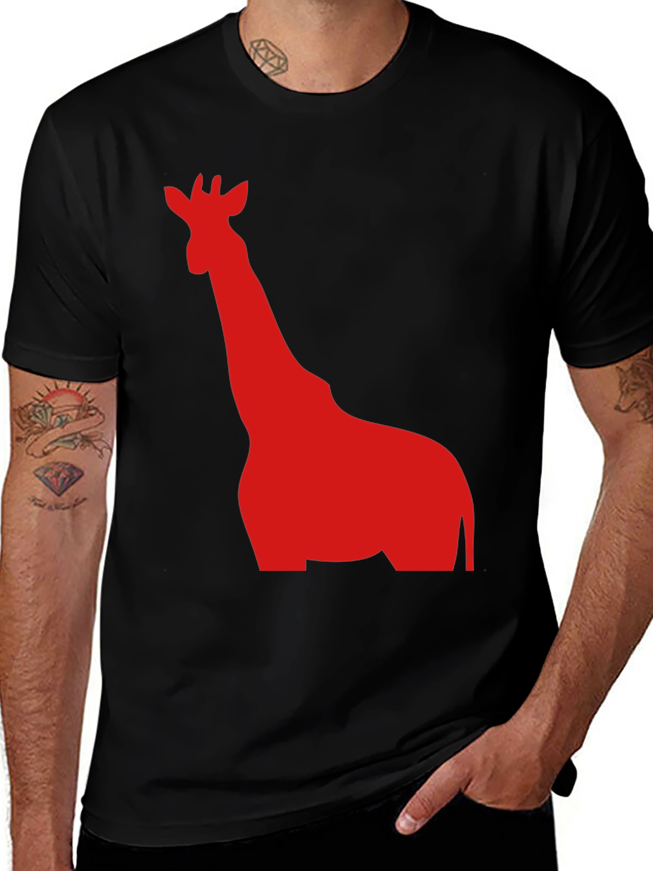 Variant 23 of Giraffe Graphic Tee - Black Cotton T-Shirt