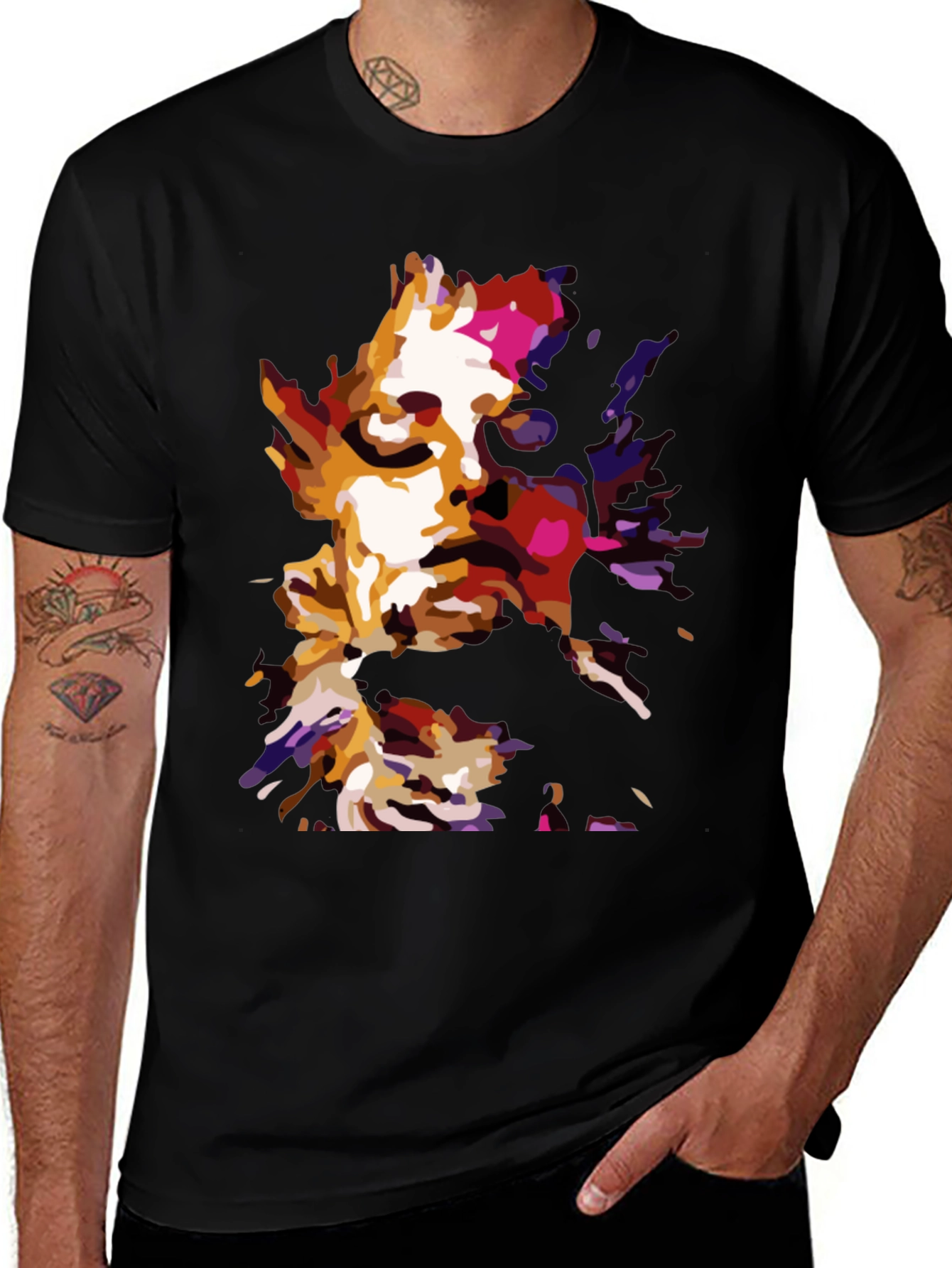 Variant 10 of Abstract Portrait Graphic Black T-Shirt