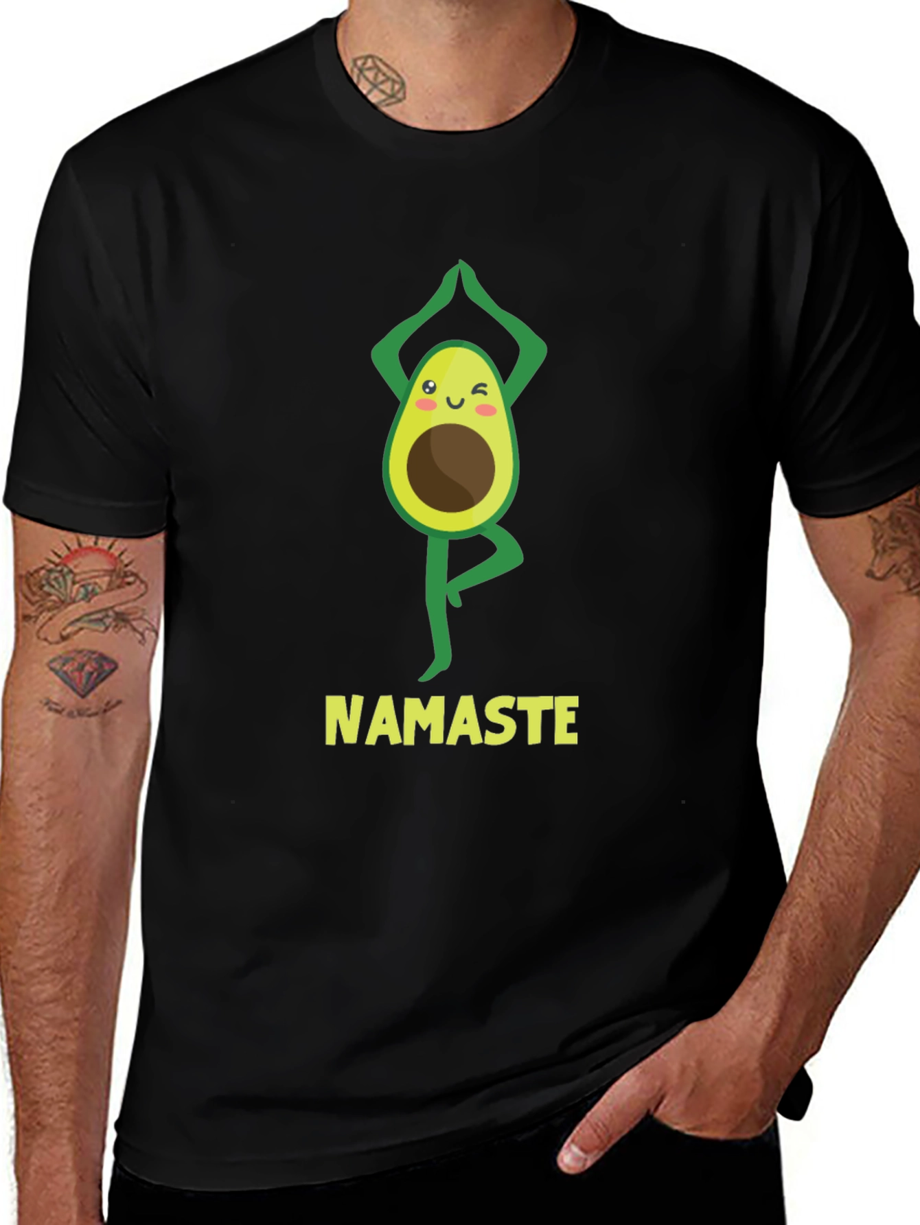 Namaste Avocado Yoga Black T-Shirt
