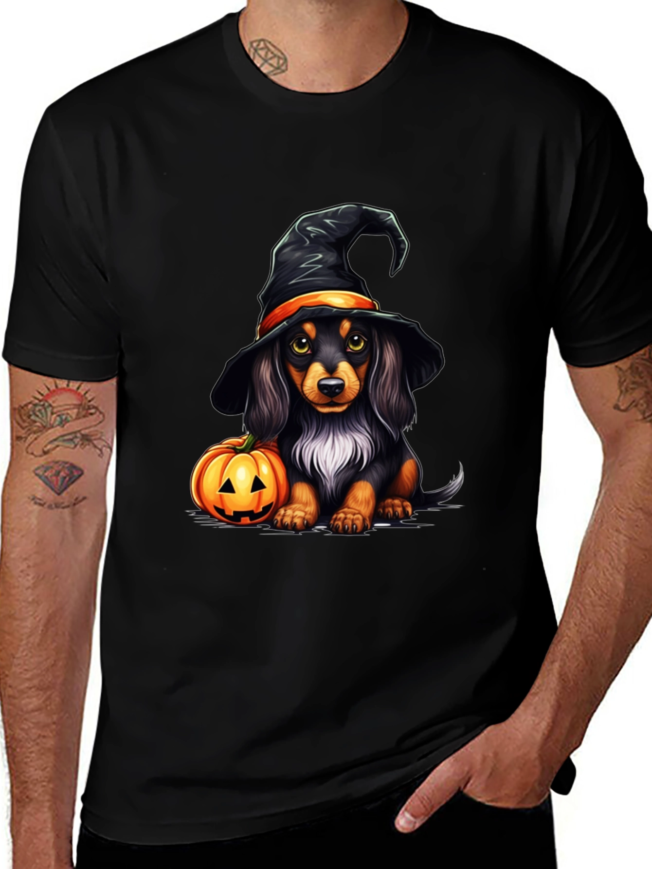 Halloween Dachshund Witch T-Shirt