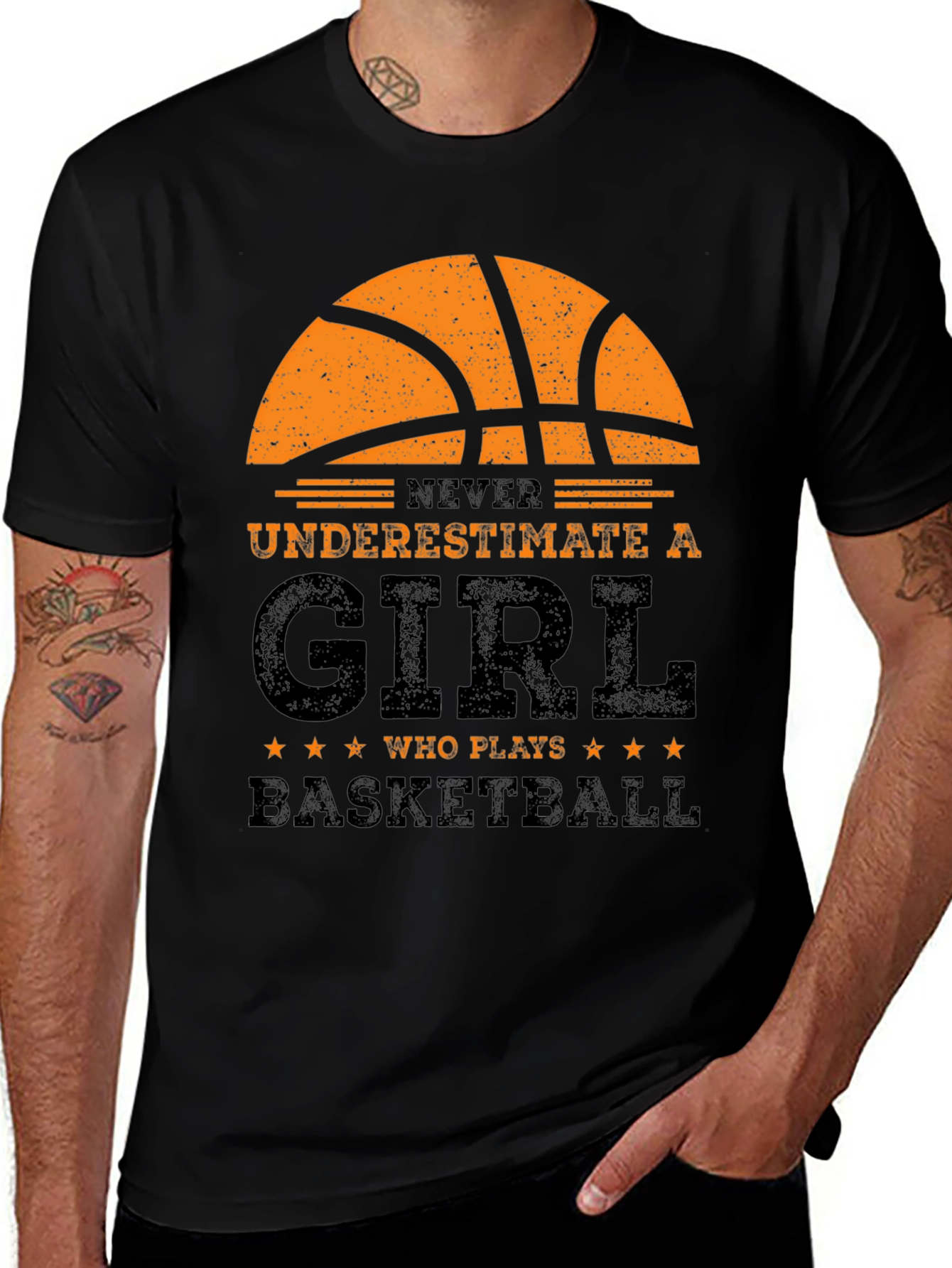 Variant 26 of Never Underestimate a Girl Who Plays Basketball T-Shirt