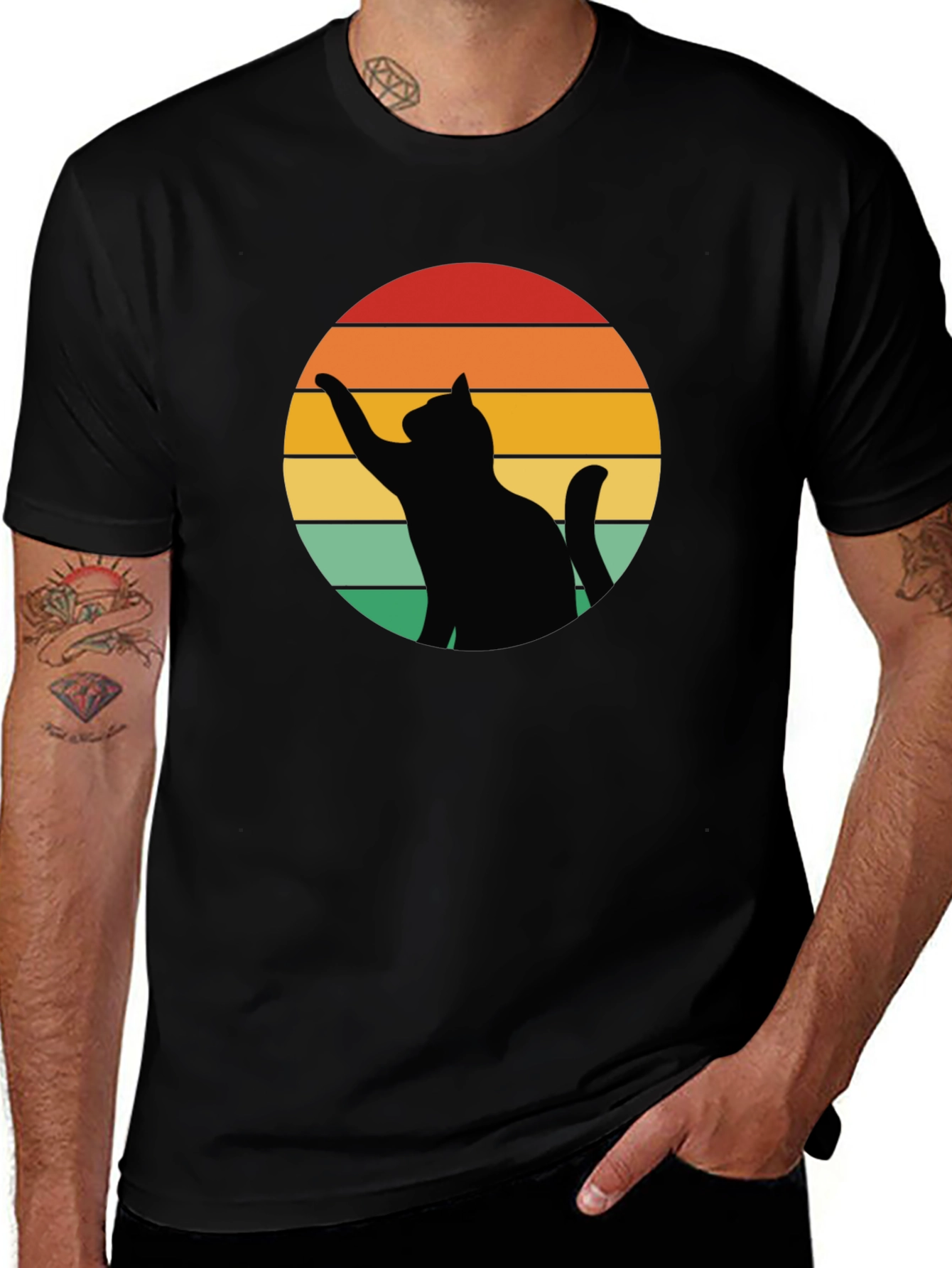 Variant 9 of Retro Cat Silhouette Tee