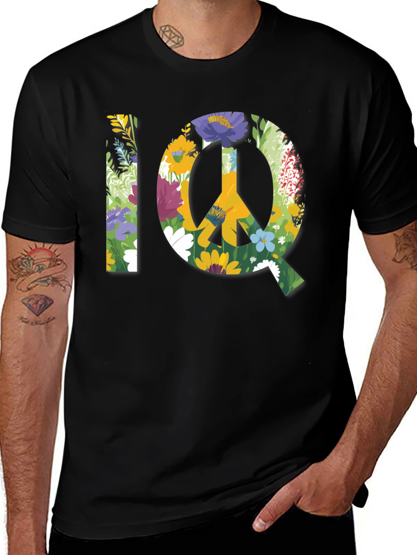 Variant 8 of Floral IQ Peace Sign Graphic T-Shirt