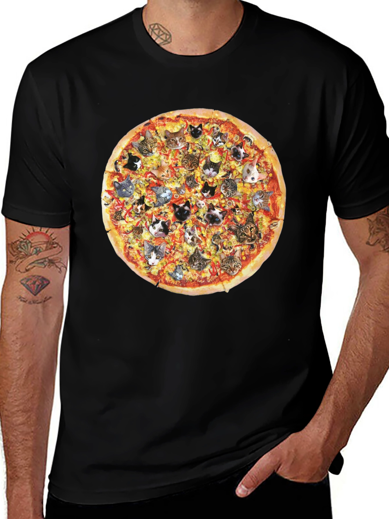Variant 26 of Pizza Cats Black T-Shirt