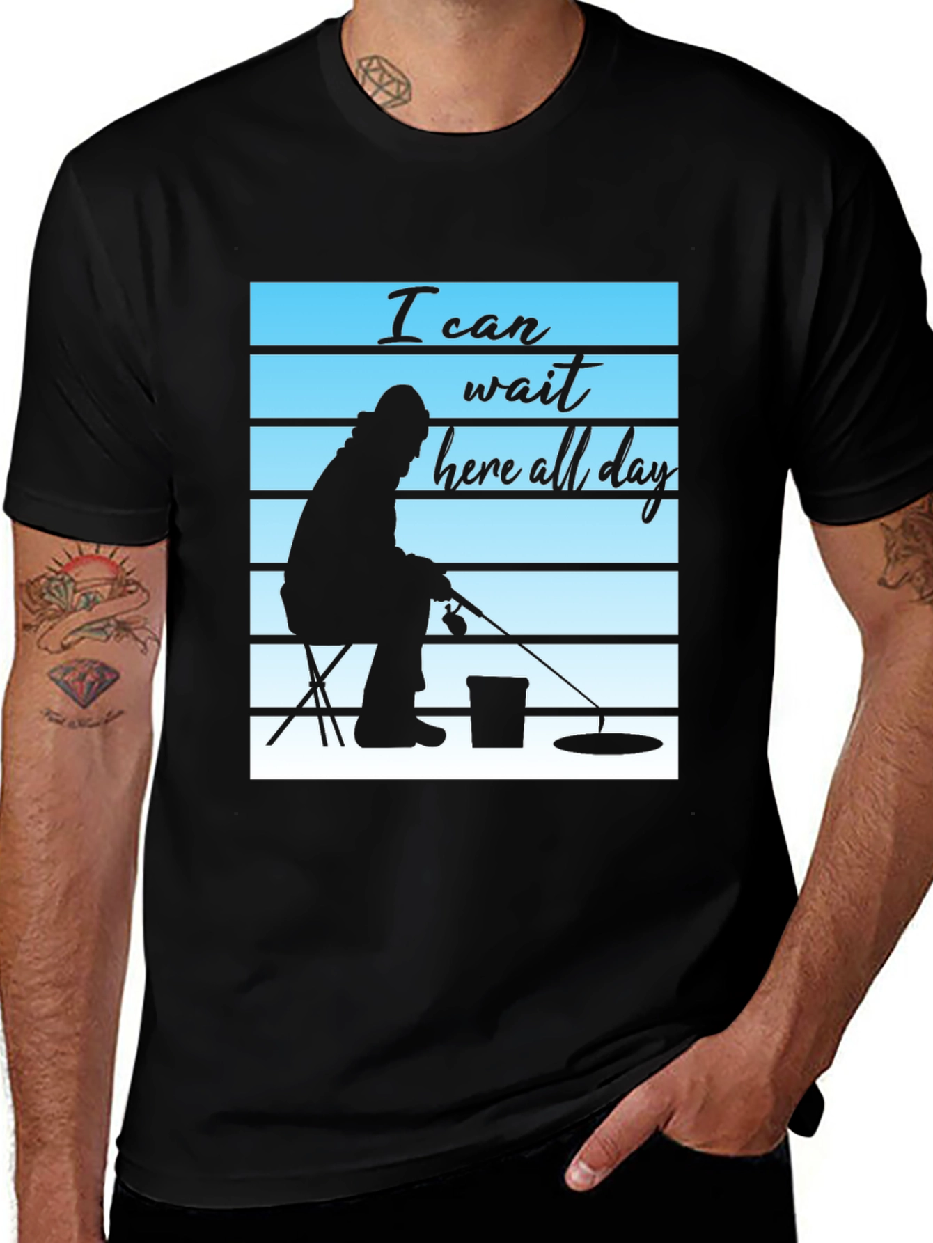 Ice Fishing T-Shirt - I Can Wait Here All Day