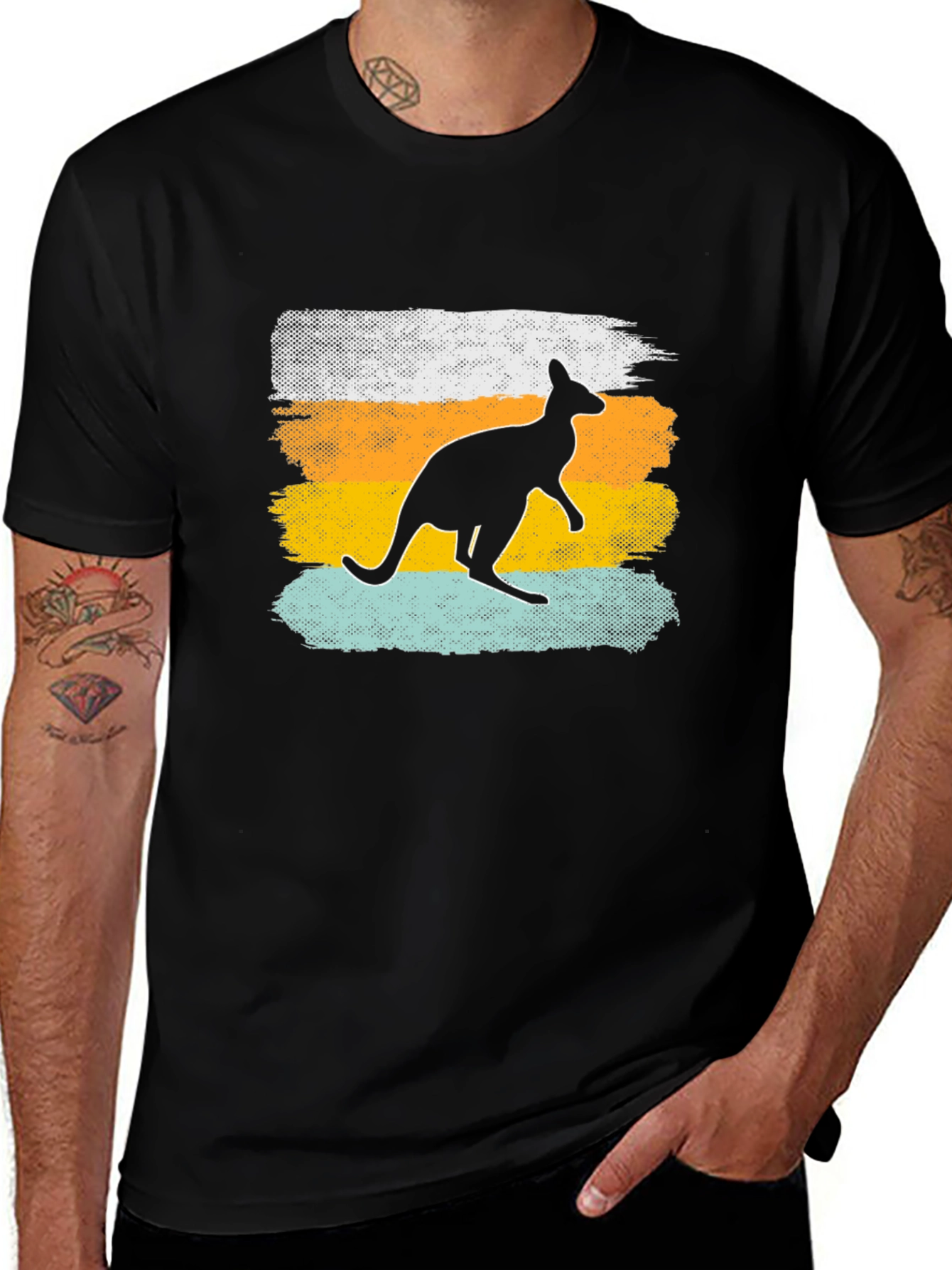 Variant 6 of Kangaroo Silhouette Men's Black T-Shirt