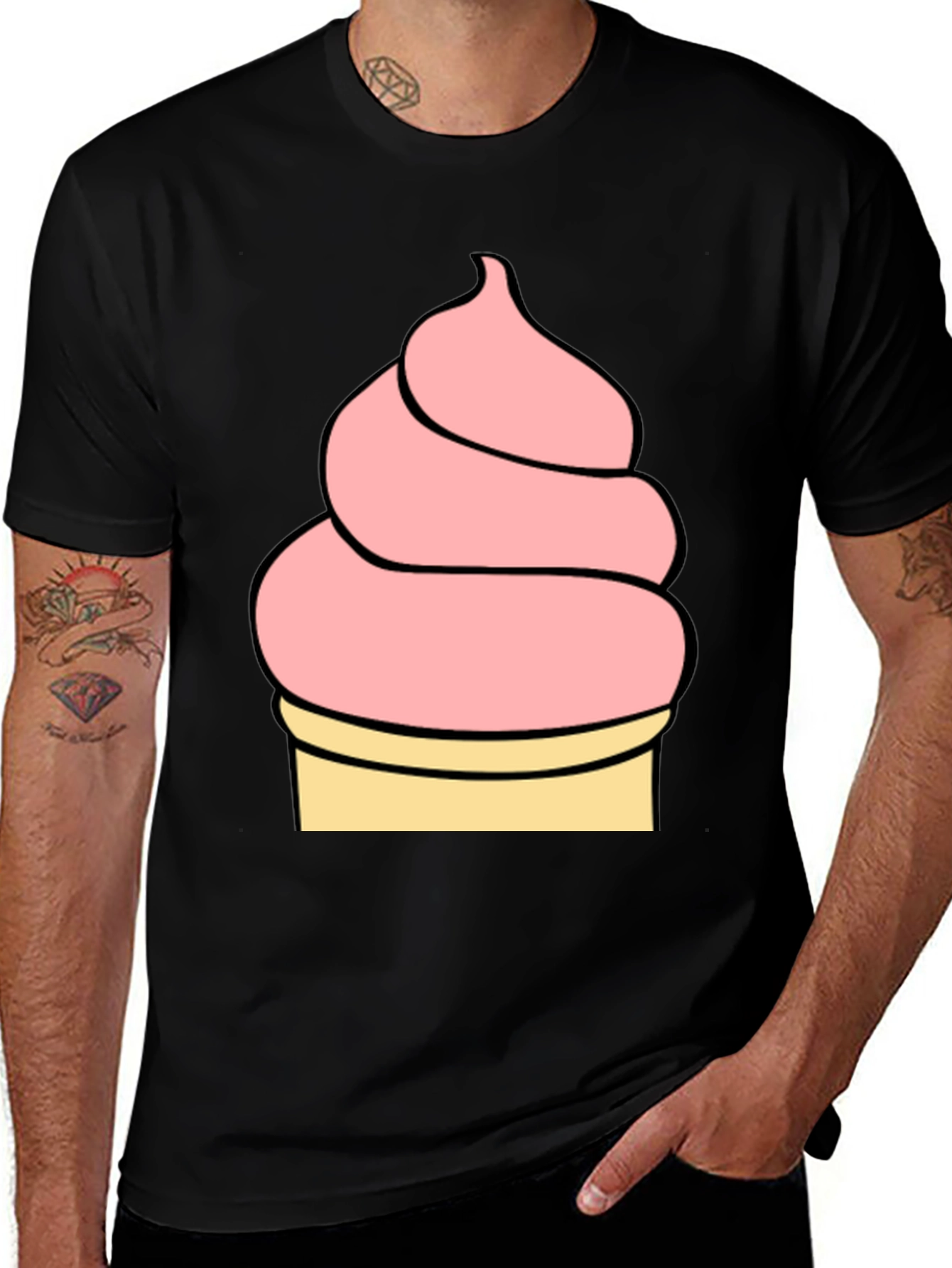 Variant 30 of Ice Cream Graphic Tee - Black Unisex T-Shirt