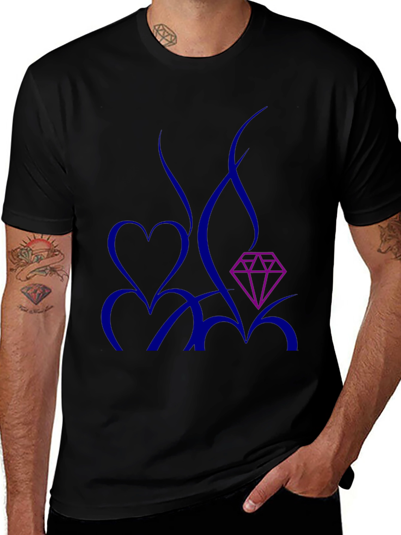 Variant 11 of Modern Graphic Tee: Heart & Diamond Design