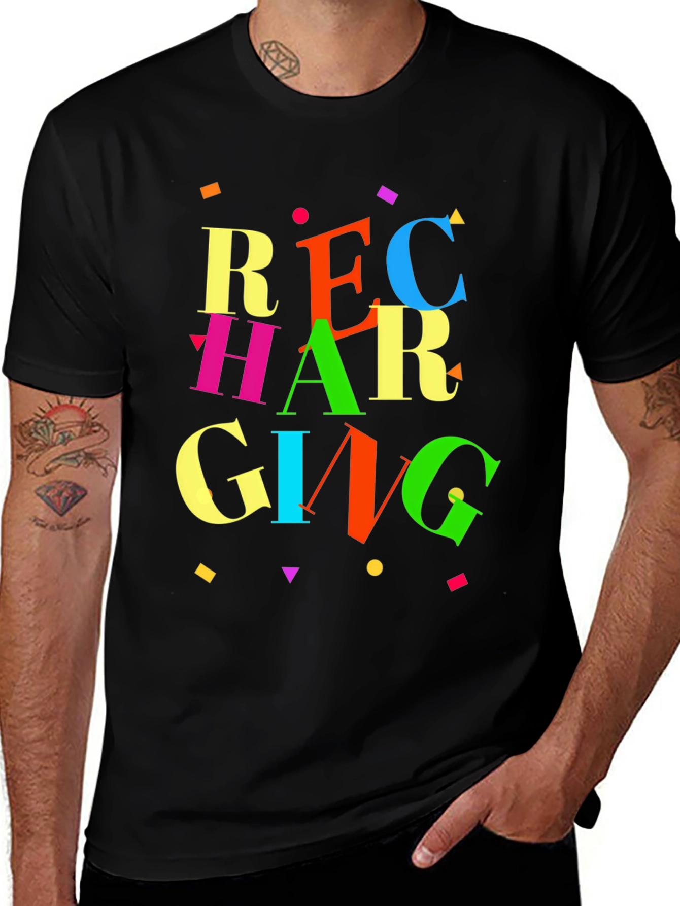Variant 10 of Recharging Graphic Tee - Retro Style