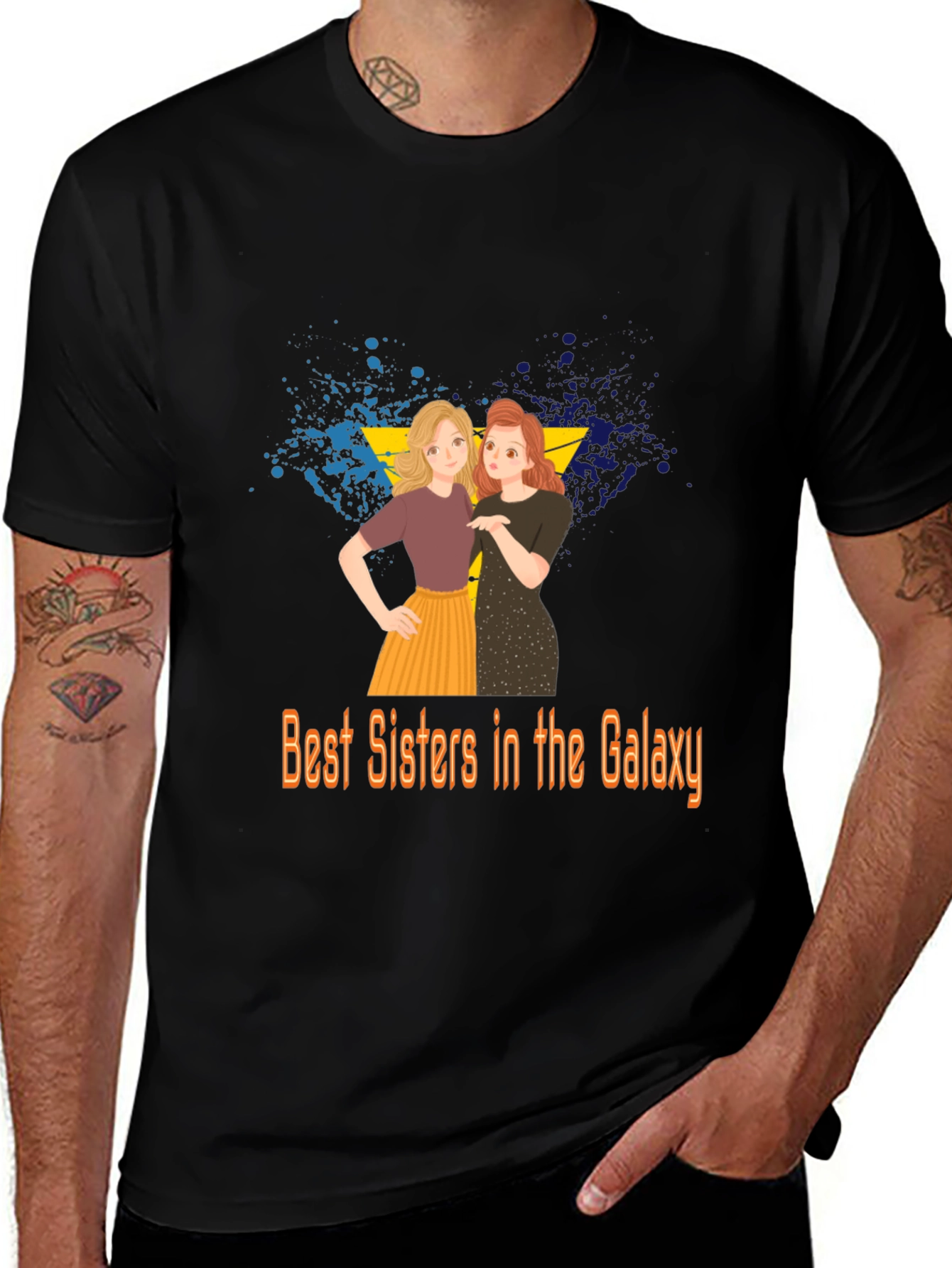 Variant 26 of Best Sisters in the Galaxy Black T-Shirt