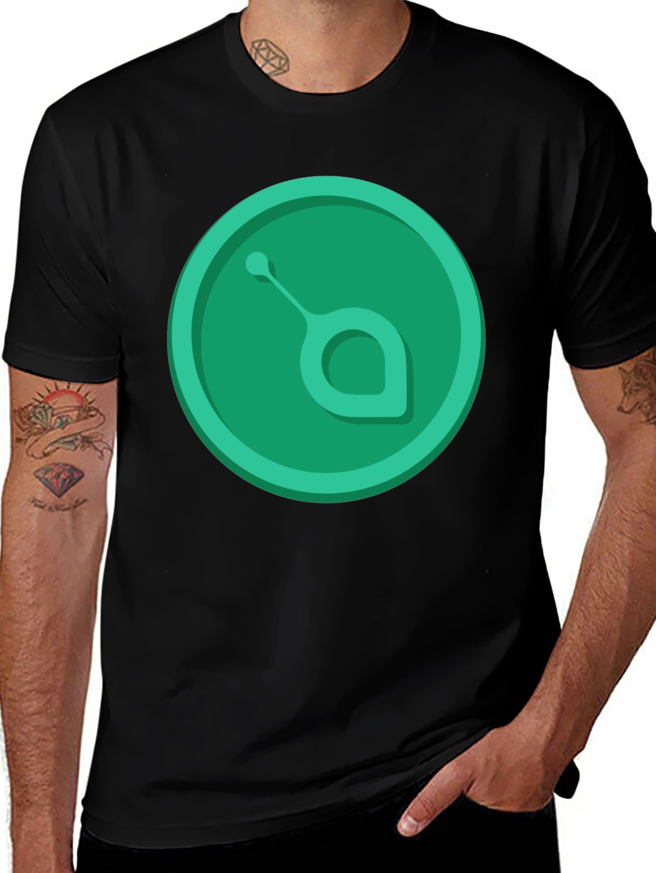 Variant 29 of Green Icon Graphic Tee - Casual Black T-Shirt
