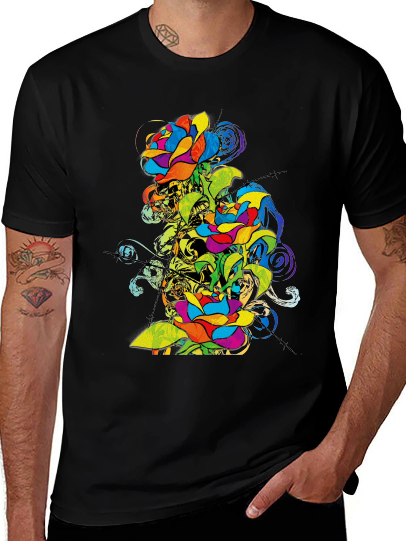 Variant 28 of Vibrant Floral Graphic Tee - Bold Design, Soft Cotton
