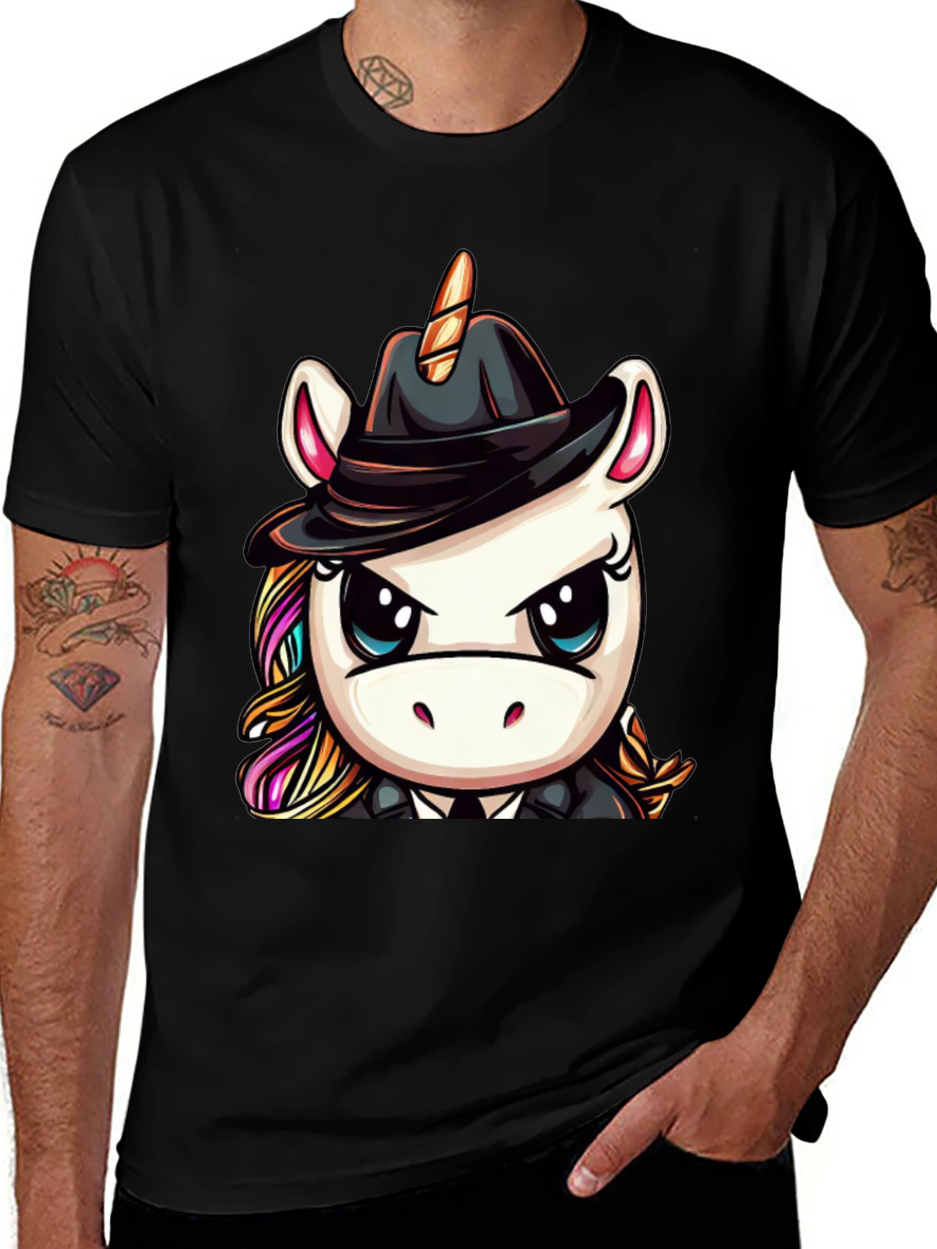 Black Unicorn Mafia Boss Graphic Tee - Black main image