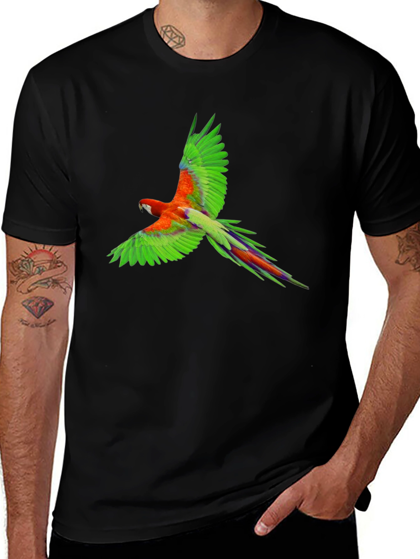 Variant 11 of Parrot Graphic Print Black T-Shirt