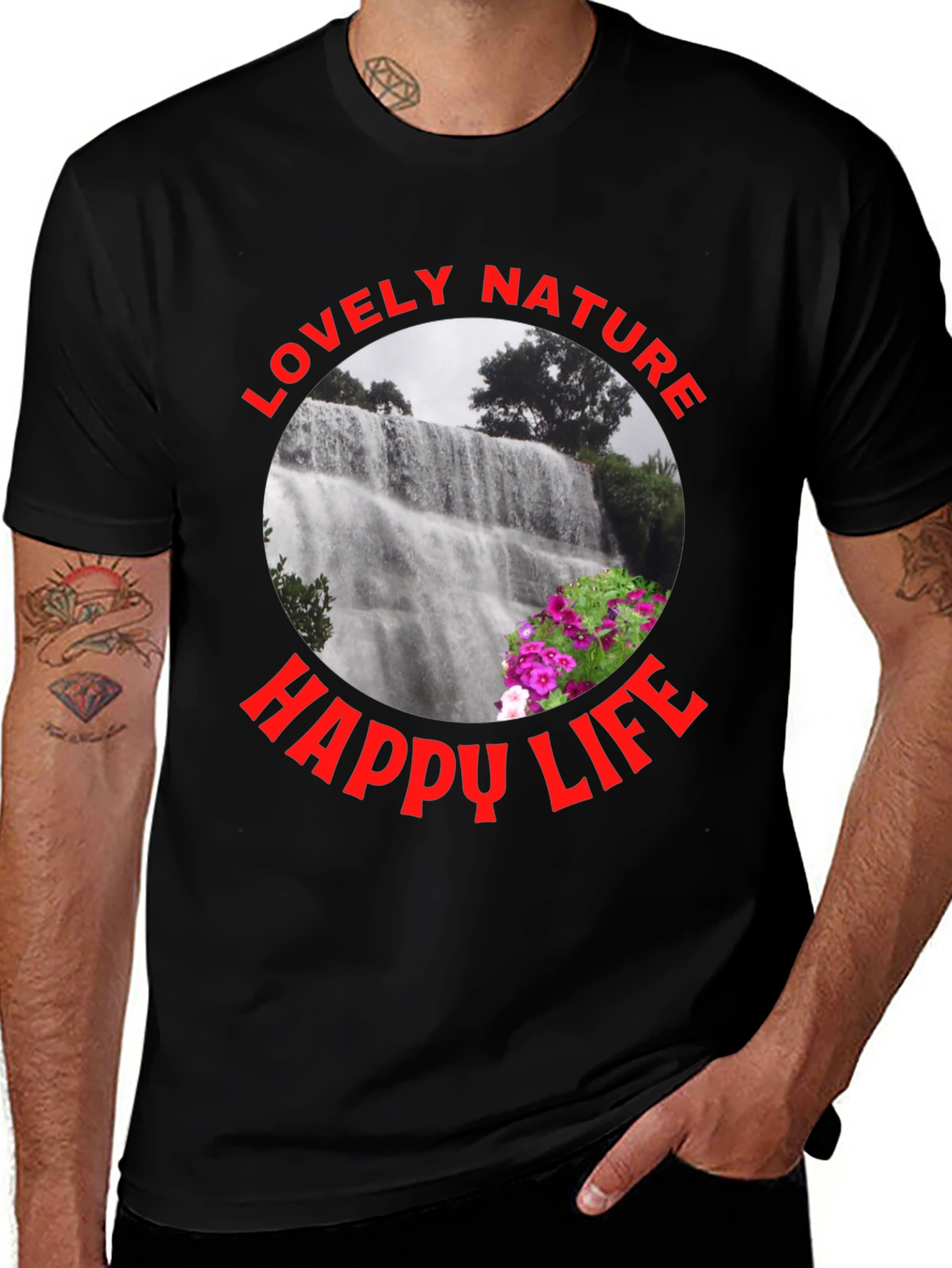 Nature Waterfall Graphic Tee - Live Happy!