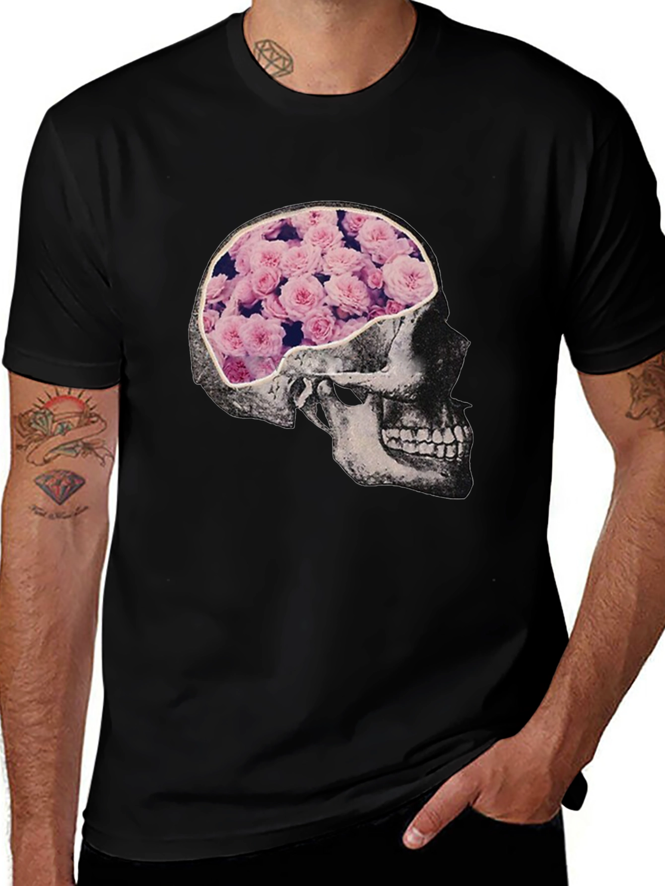 Variant 10 of Floral Brain Skull Graphic Tee