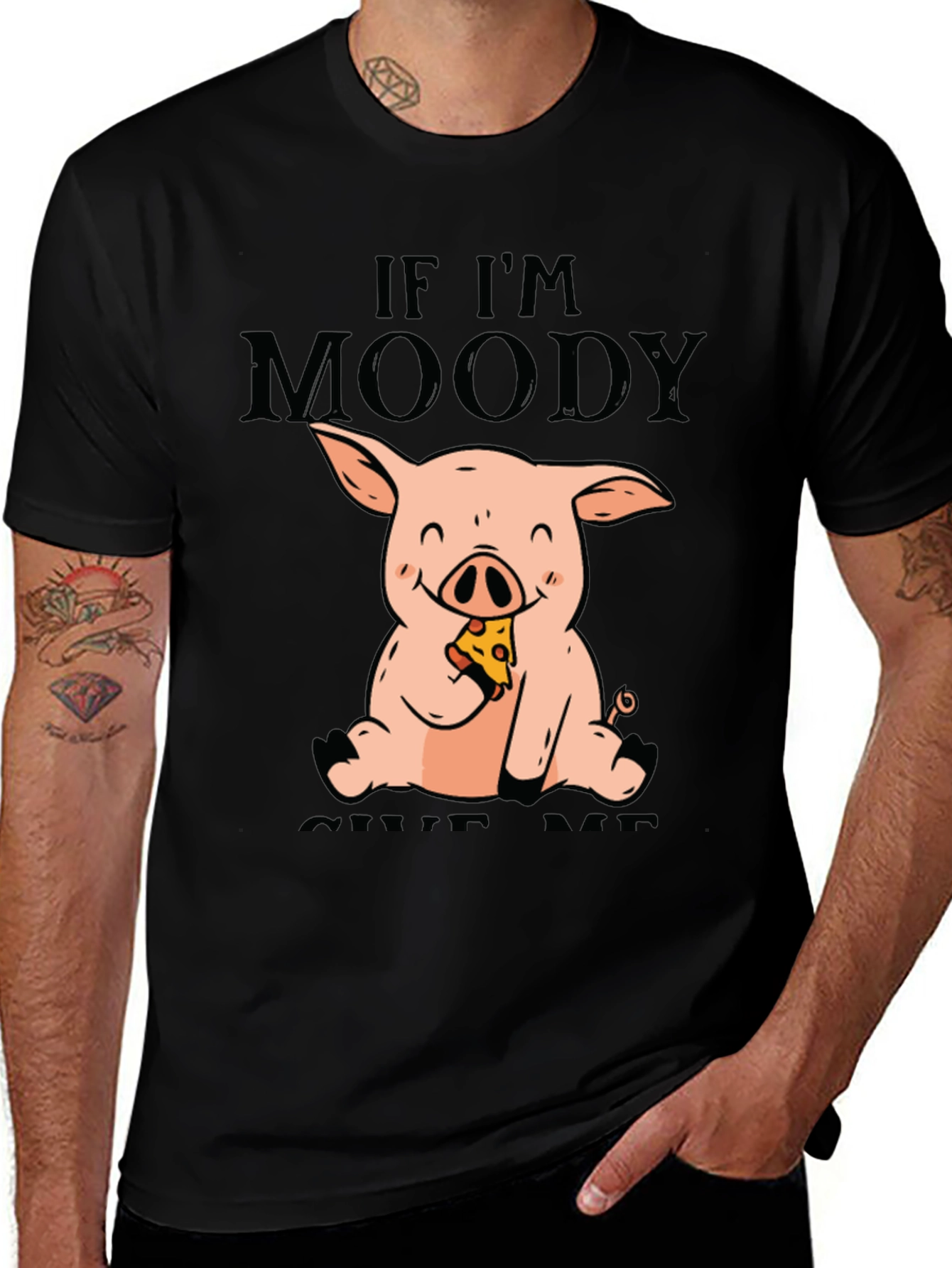 Variant 30 of Moody Pig Pizza T-Shirt - Funny Graphic Tee