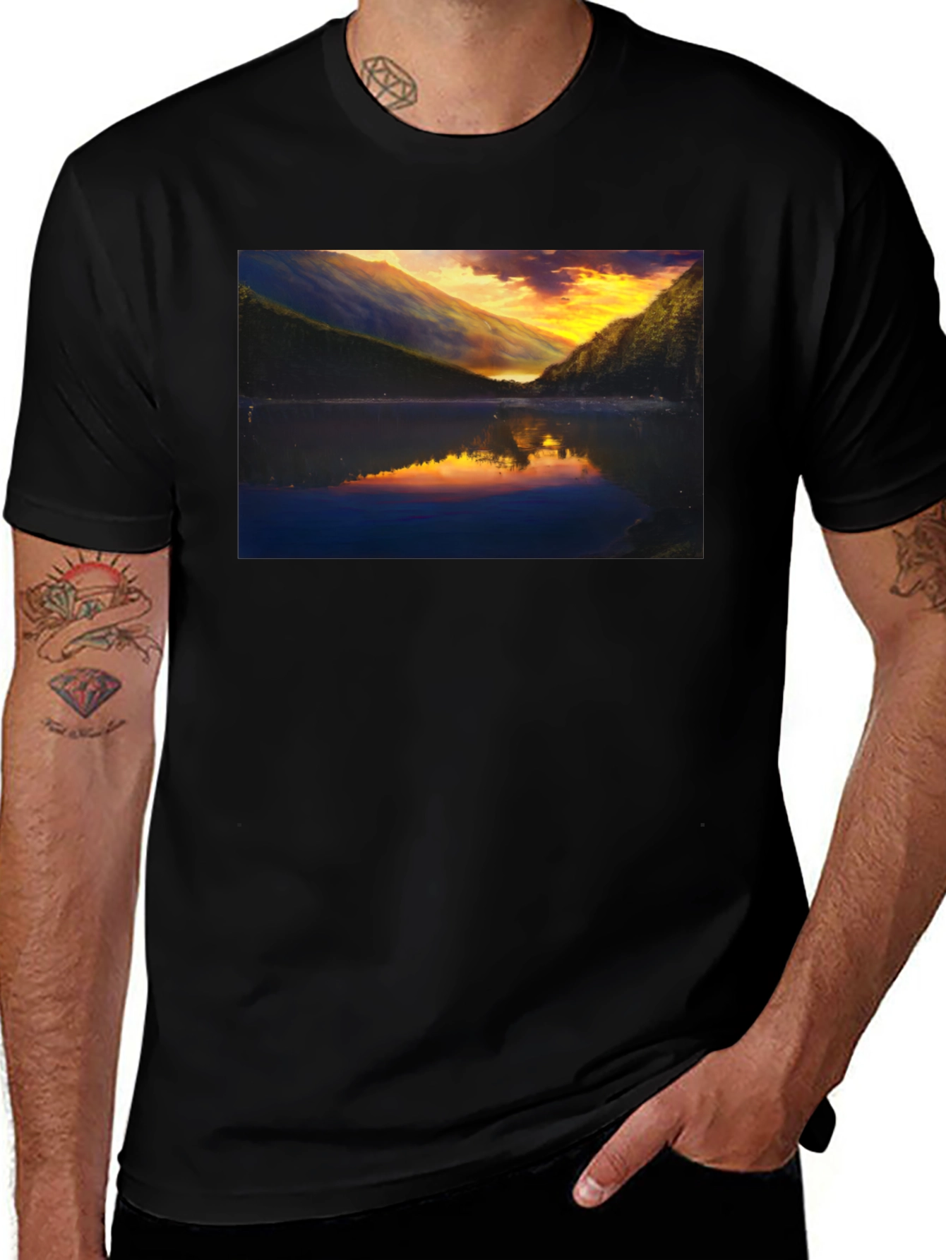 Sunset Lake T-Shirt - Scenic Graphic Tee