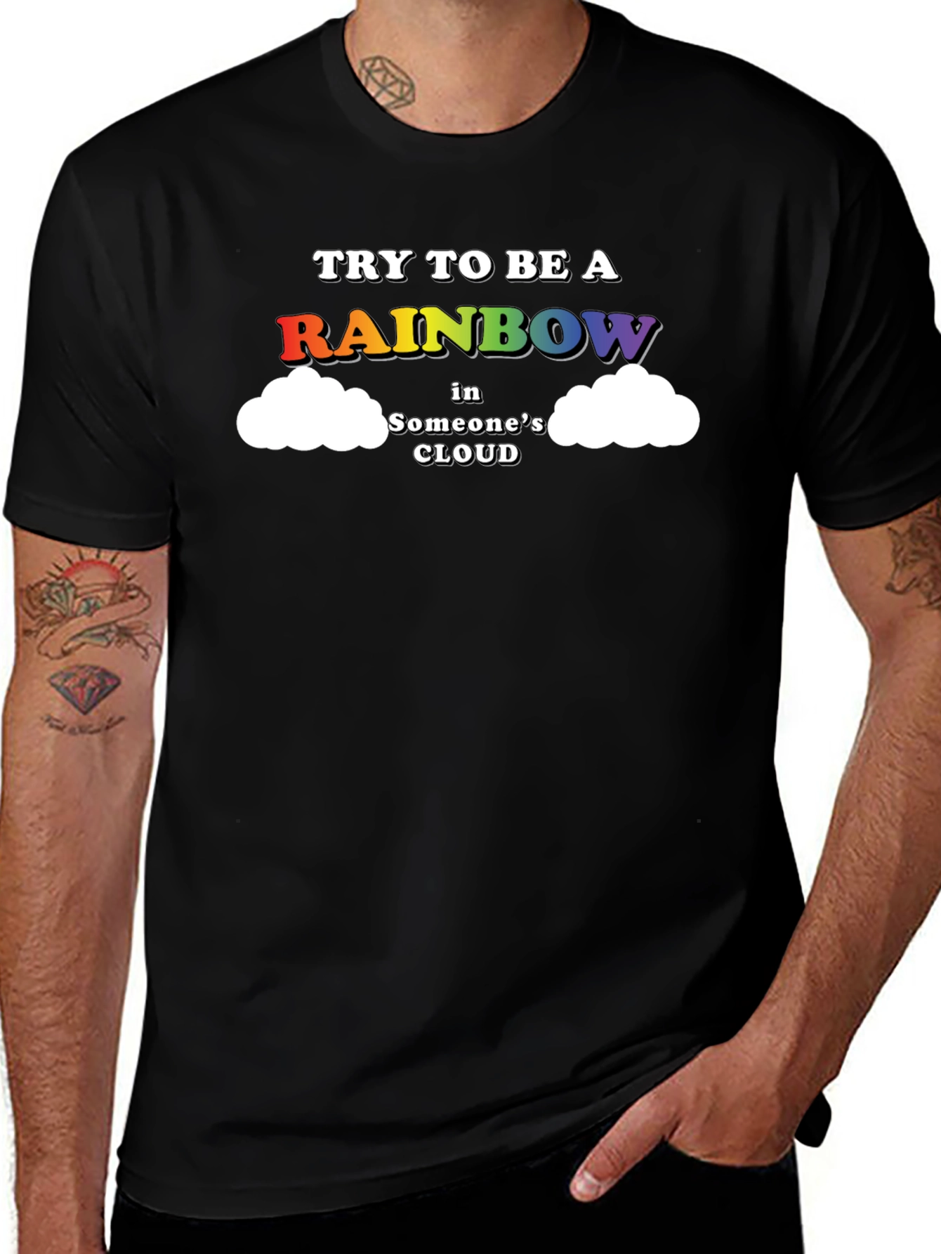Variant 2 of Rainbow Cloud Graphic Tee - Be a Rainbow!