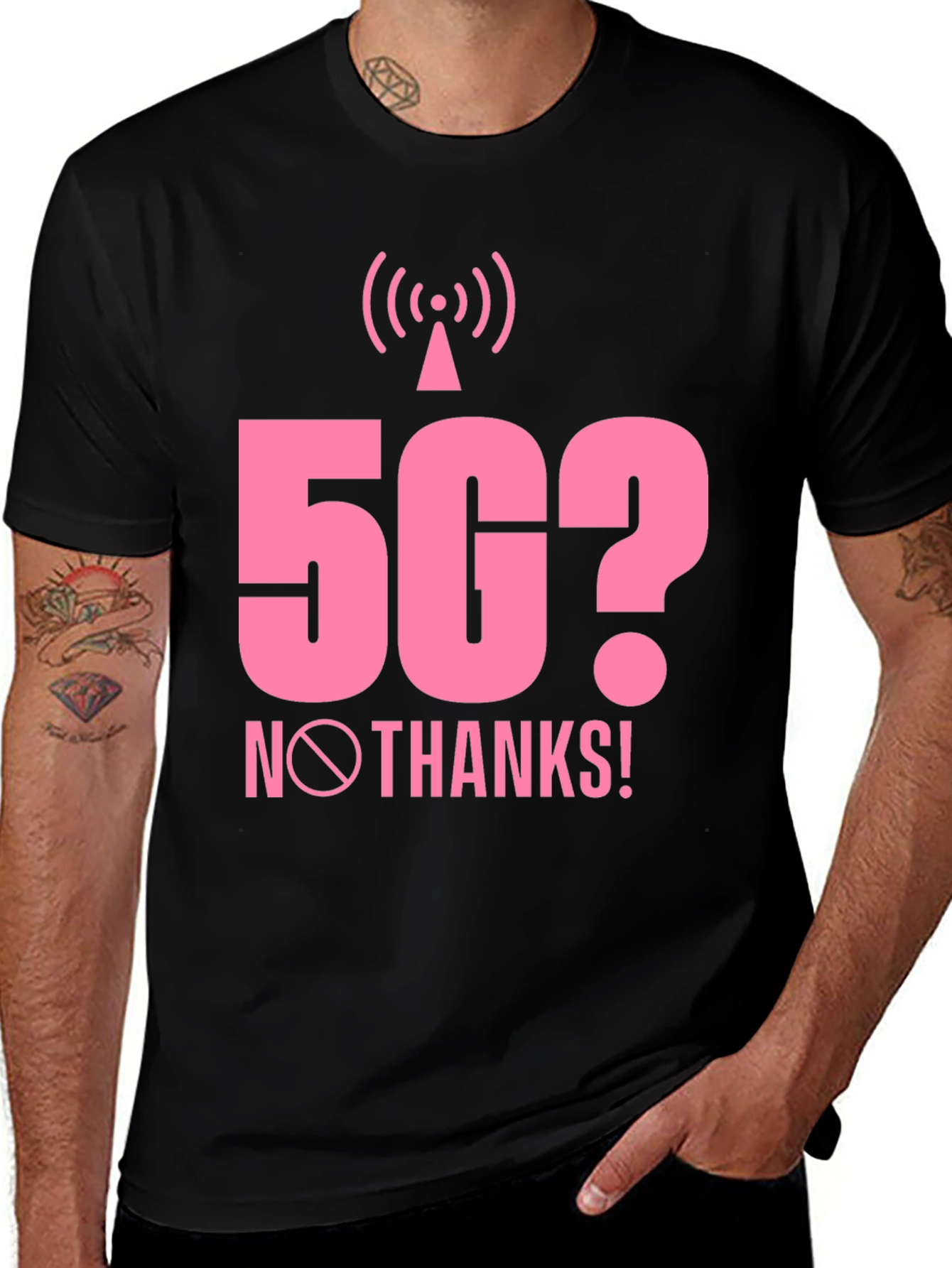Variant 20 of 5G? No Thanks! Graphic Tee - Black