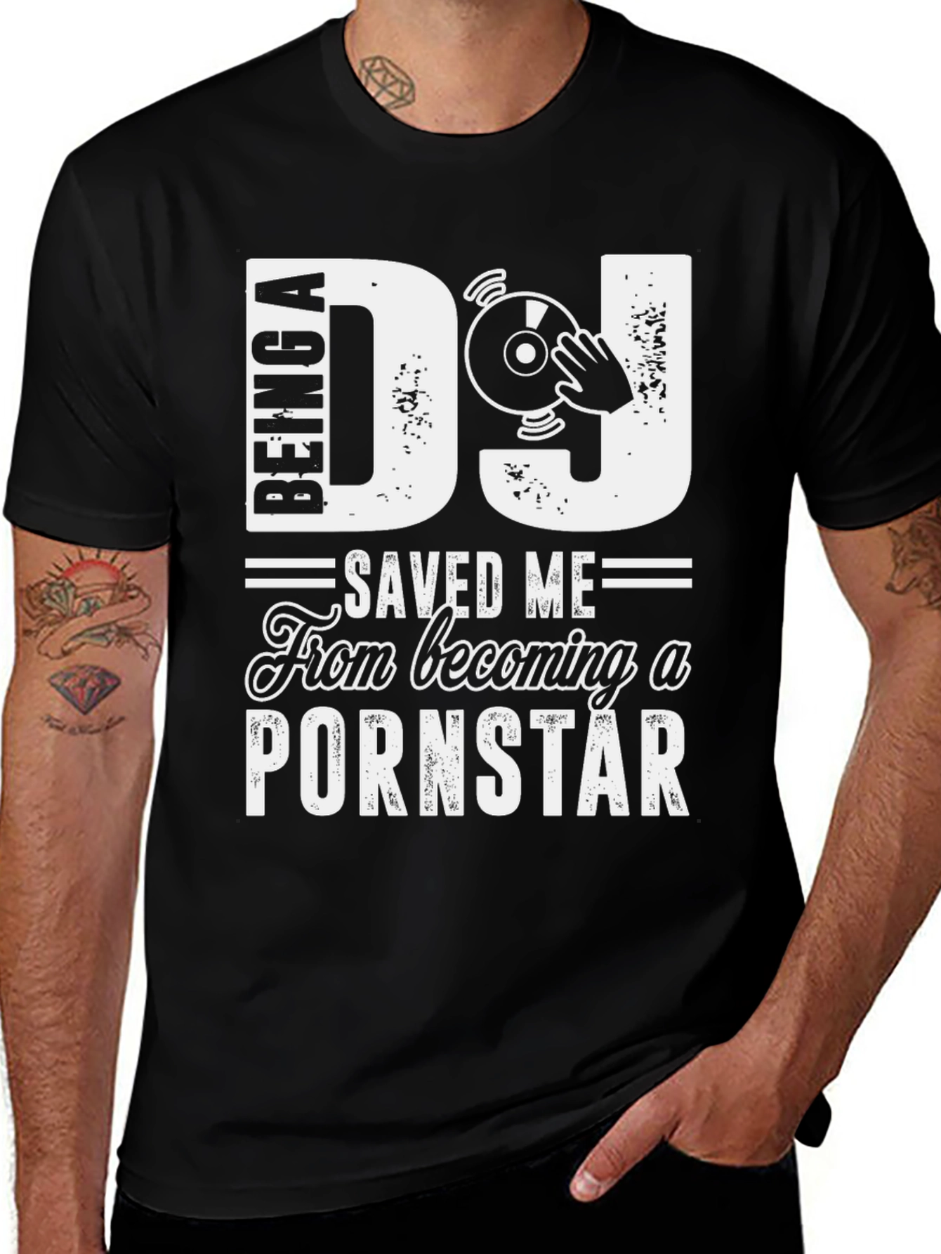 Variant 5 of DJ Saved Me From Pornstar Black T-Shirt